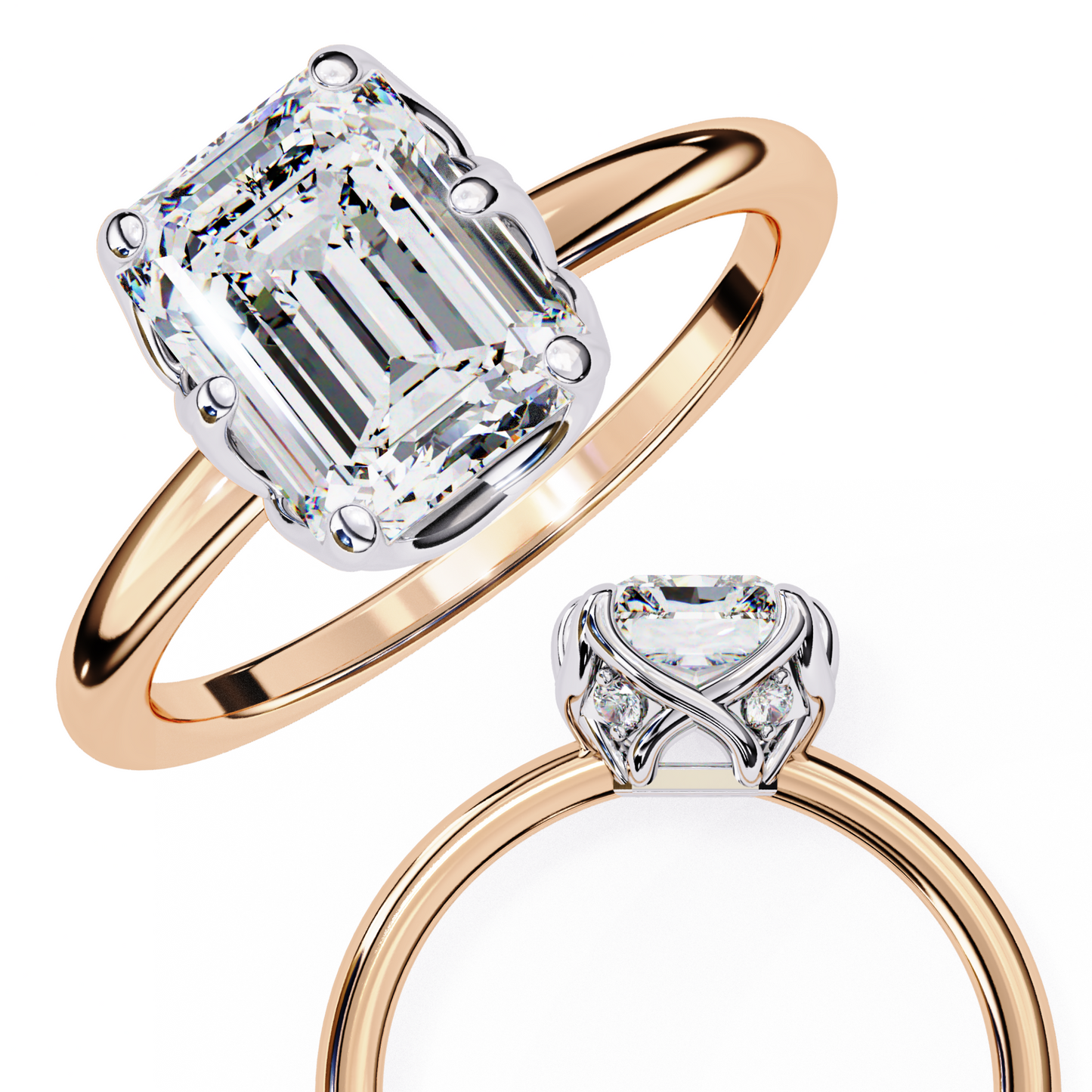 aurora emerald cut lab grown diamond ring