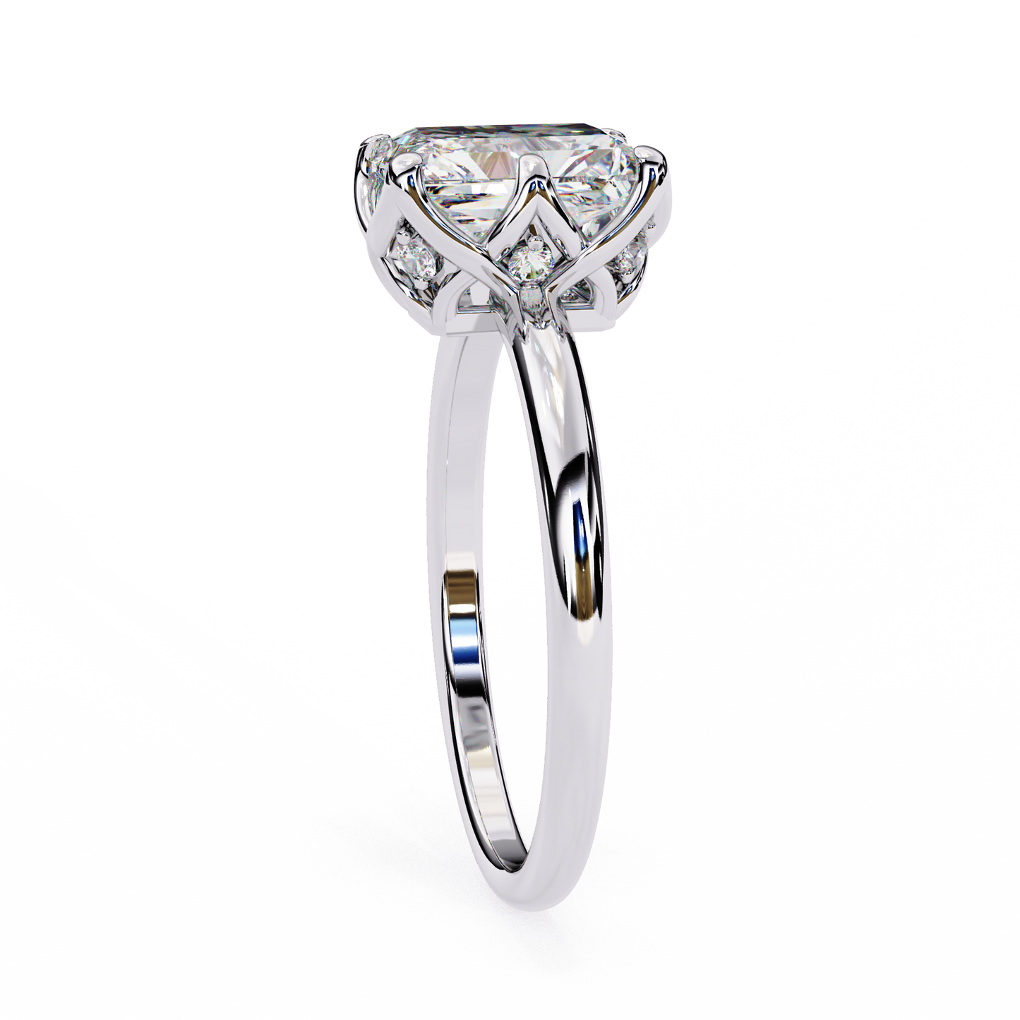 aurora emerald cut lab grown diamond ring