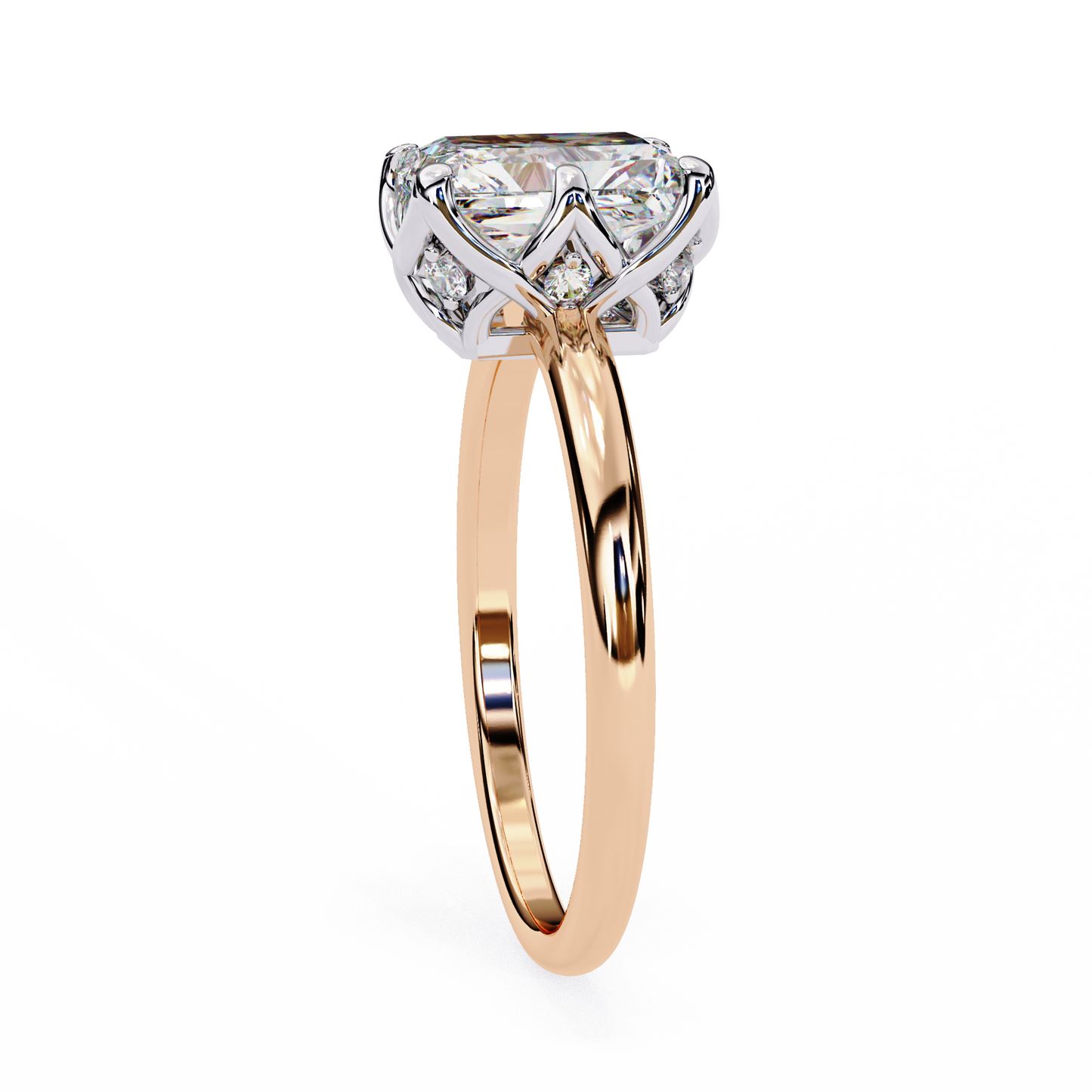 aurora emerald cut lab grown diamond ring