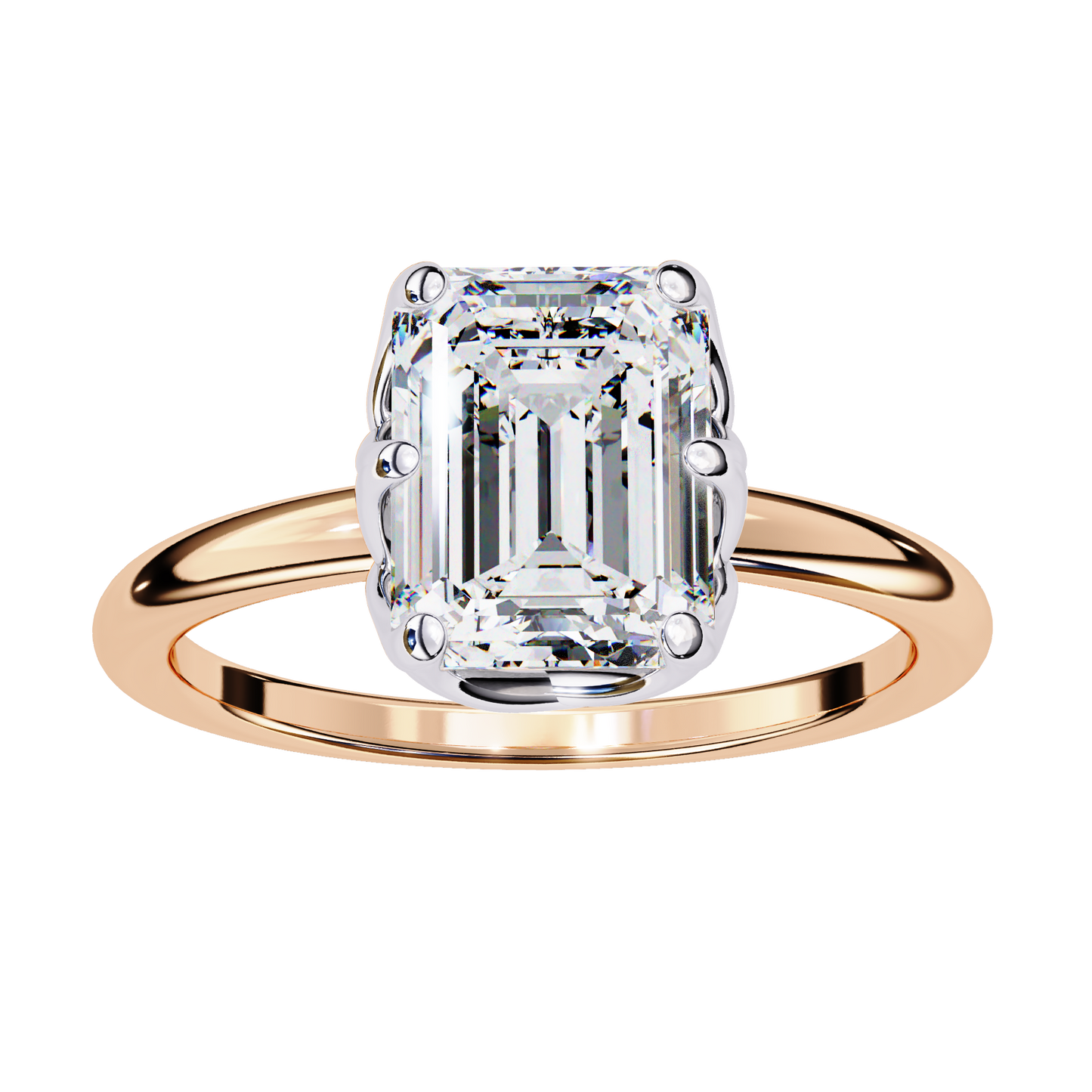 aurora emerald cut lab grown diamond ring