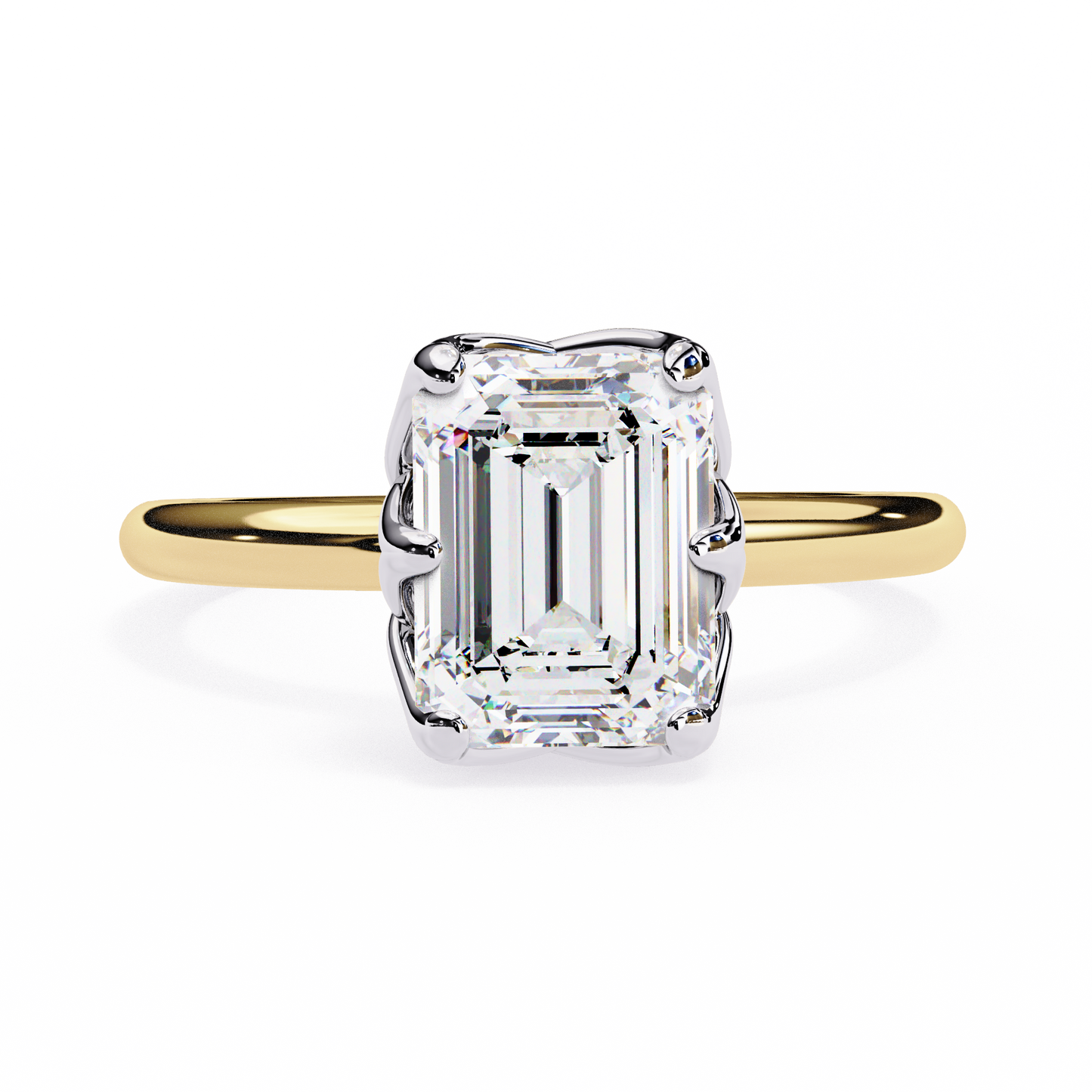 aurora emerald cut lab grown diamond ring