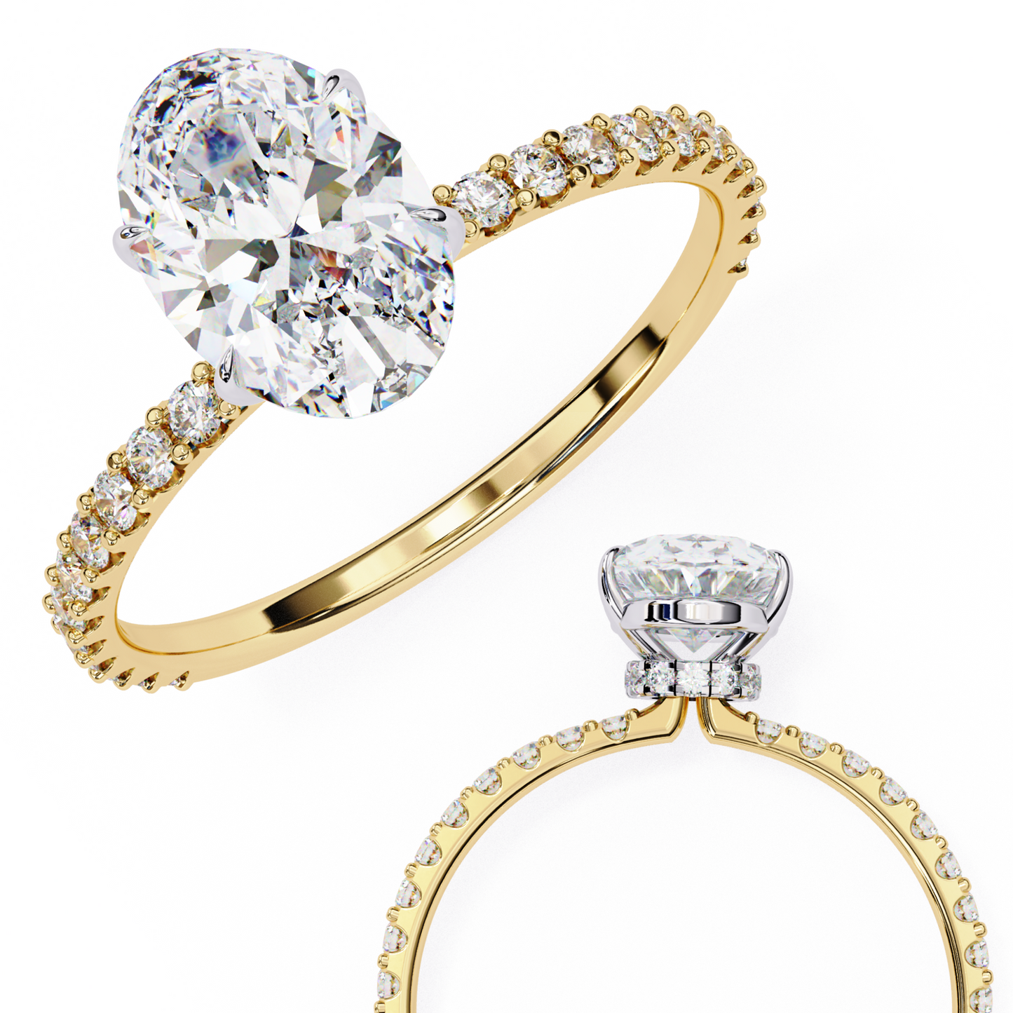 whispering oval lab grown diamond ring