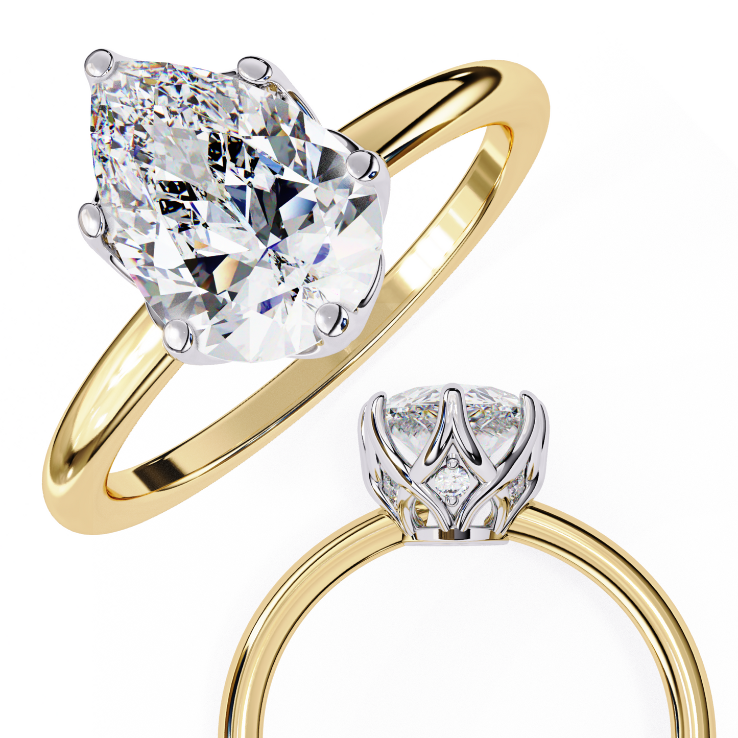teardrop lab grown diamond ring