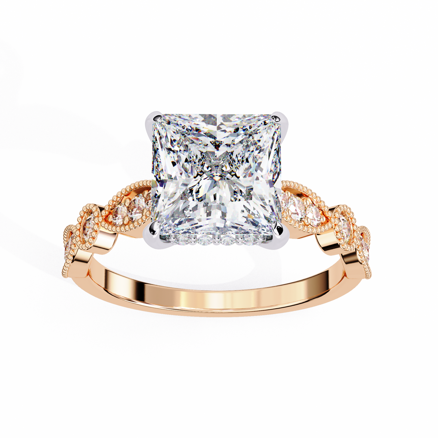 aurora princess cut lab grown diamond ring