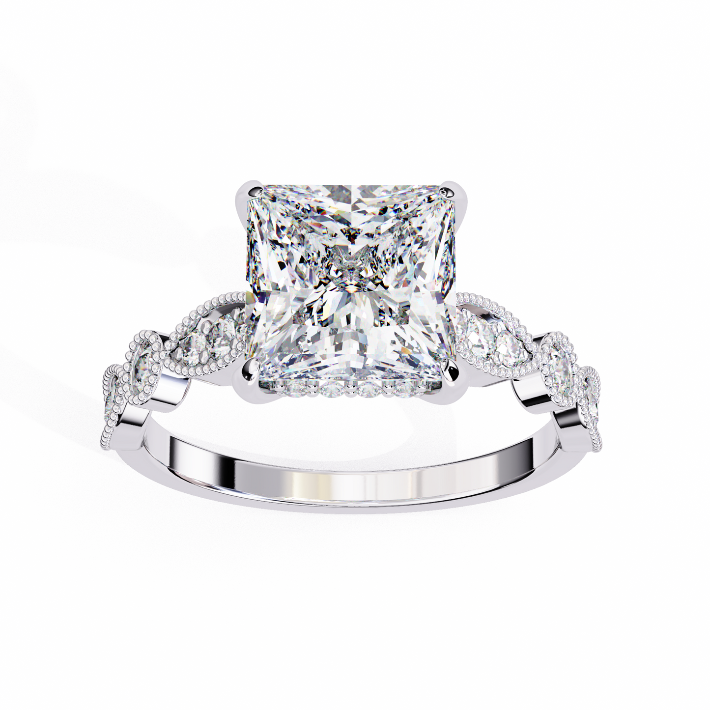 aurora princess cut lab grown diamond ring