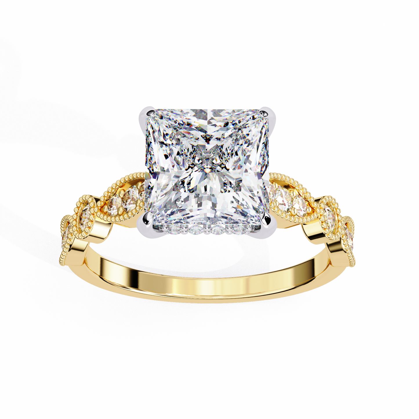 aurora princess cut lab grown diamond ring