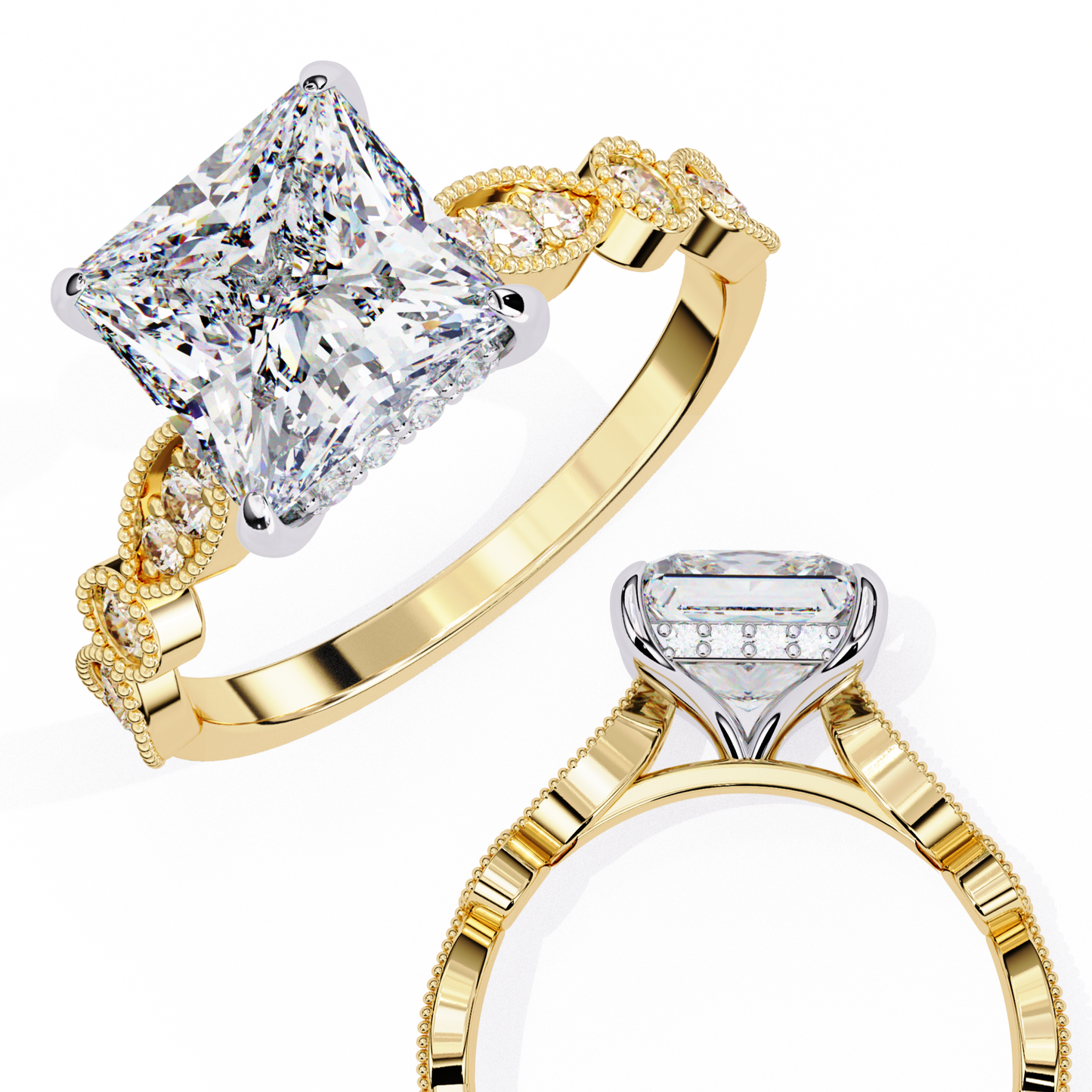 aurora princess cut lab grown diamond ring