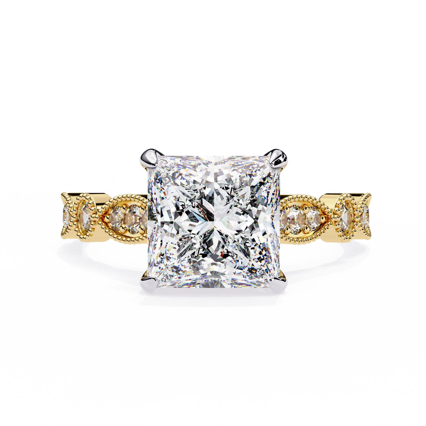 aurora princess cut lab grown diamond ring
