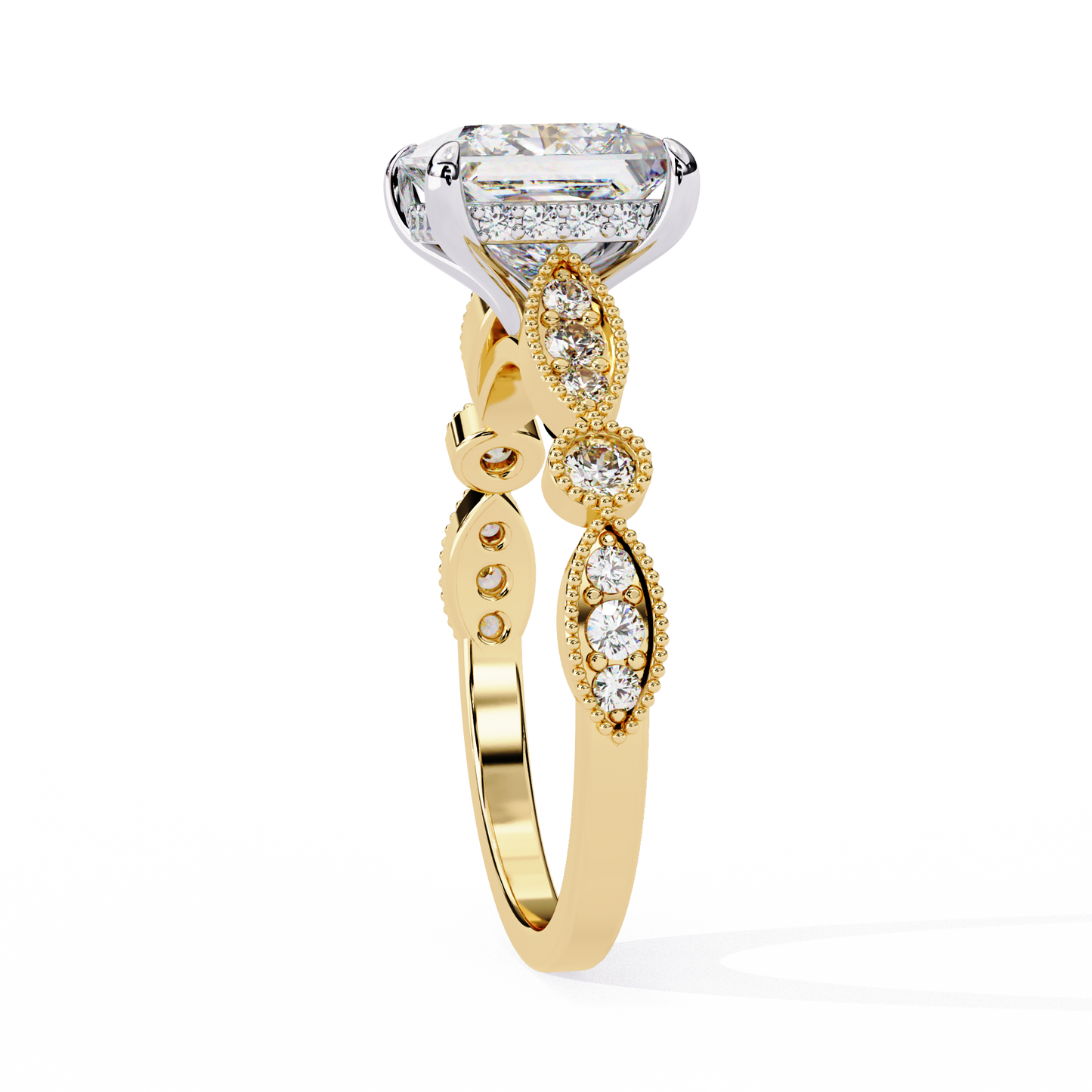aurora princess cut lab grown diamond ring