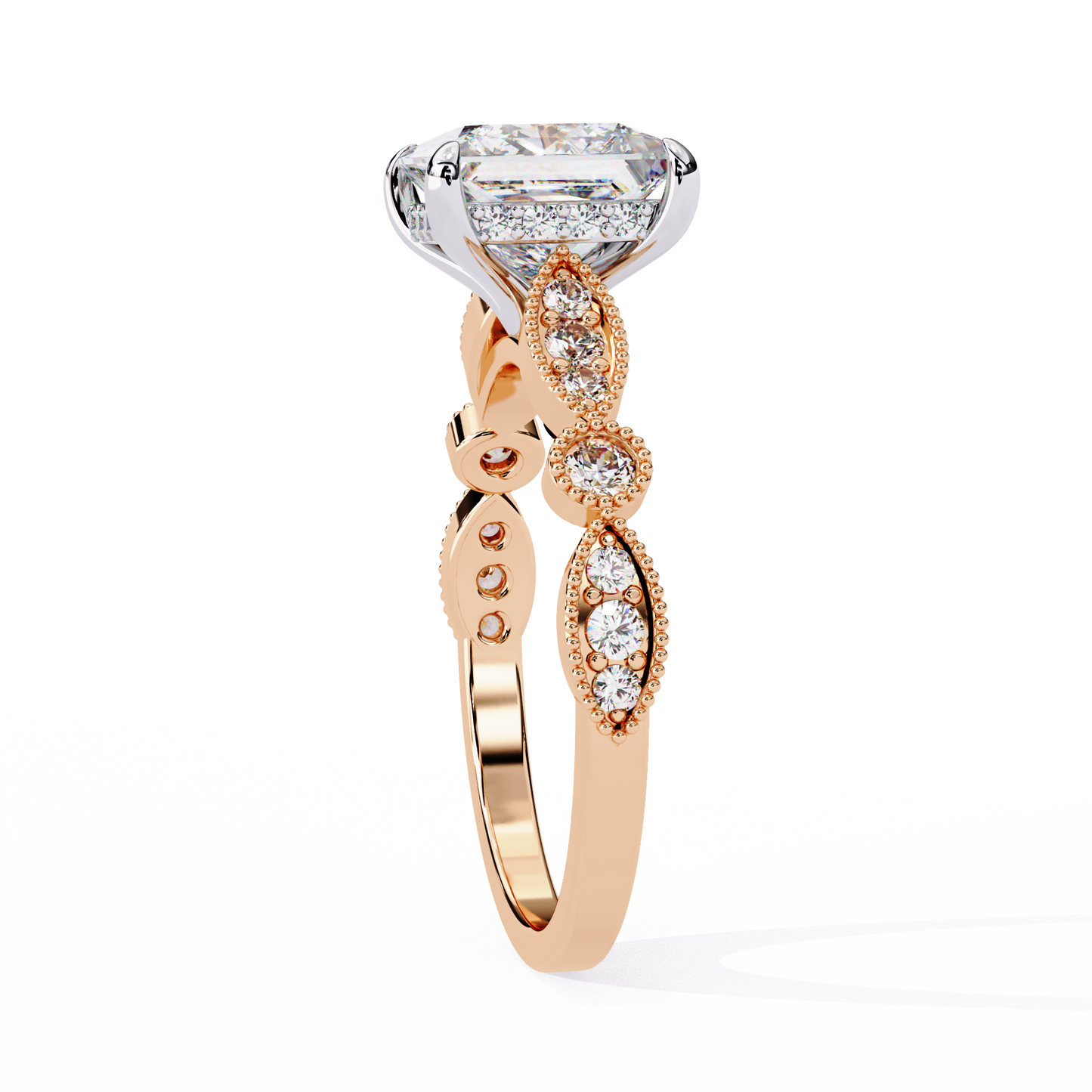 aurora princess cut lab grown diamond ring