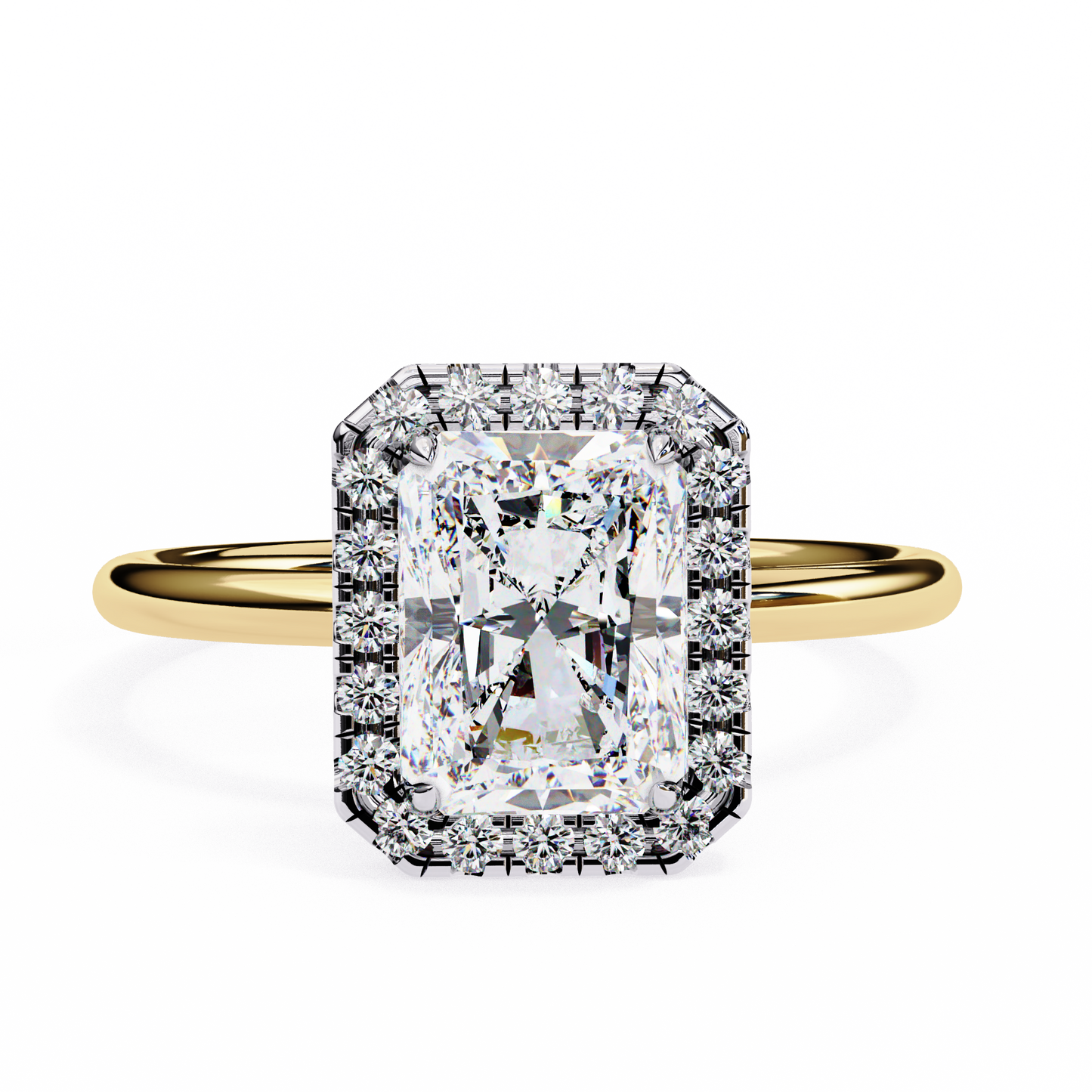 radiance radiant cut lab grown diamond halo ring