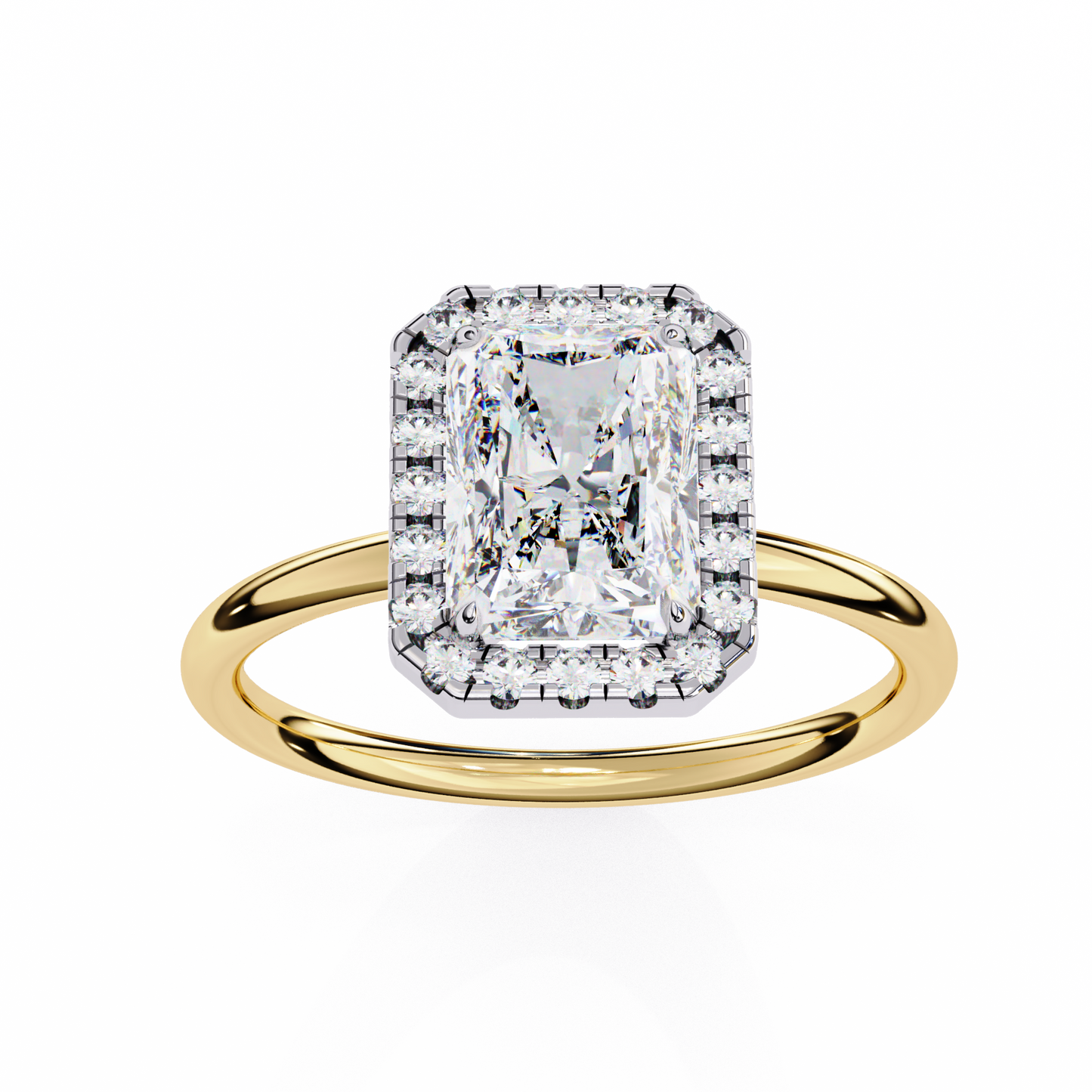 radiance radiant cut lab grown diamond halo ring