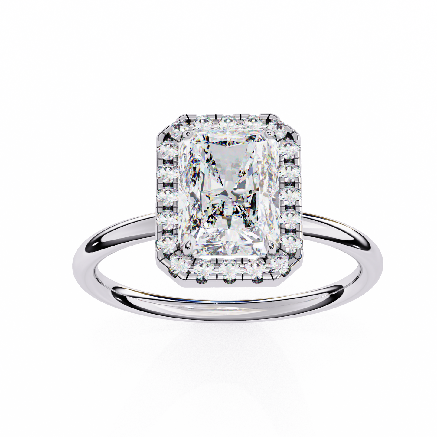 radiance radiant cut lab grown diamond halo ring
