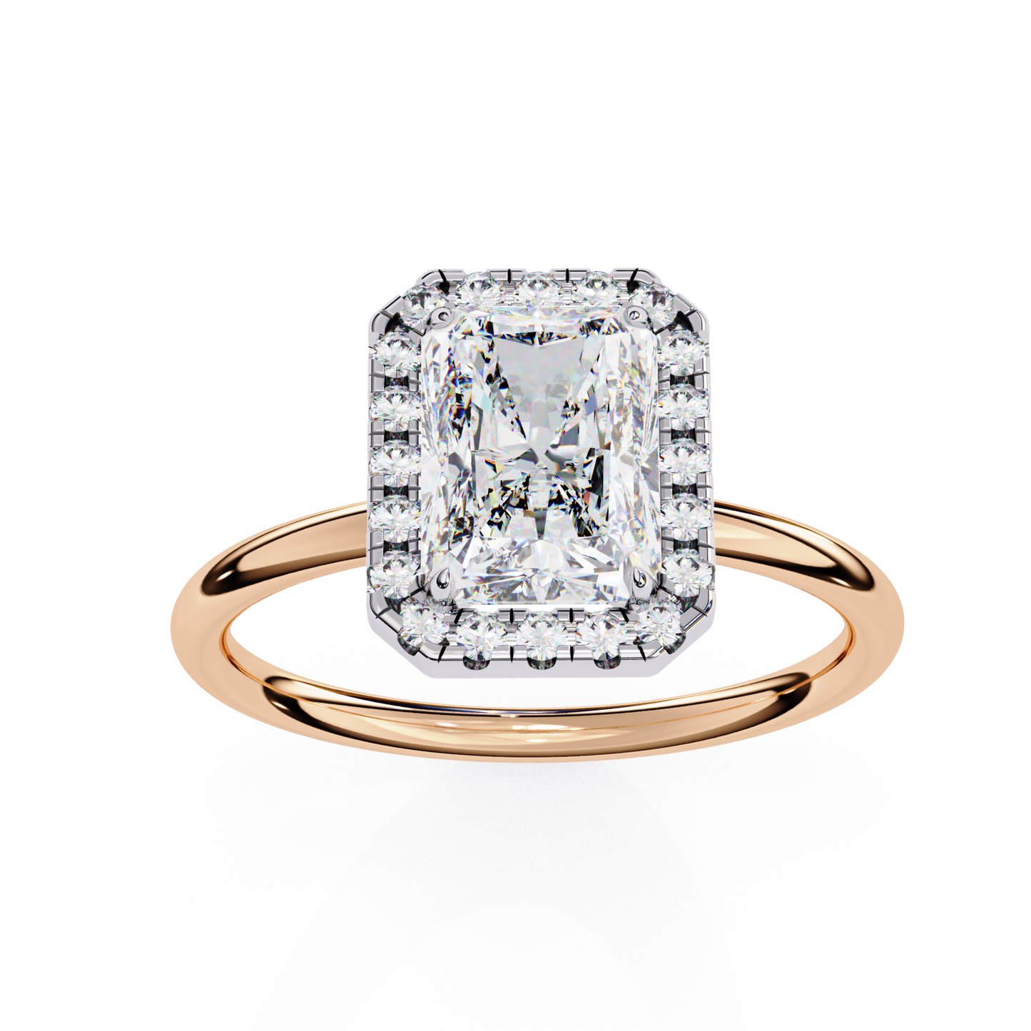 radiance radiant cut lab grown diamond halo ring