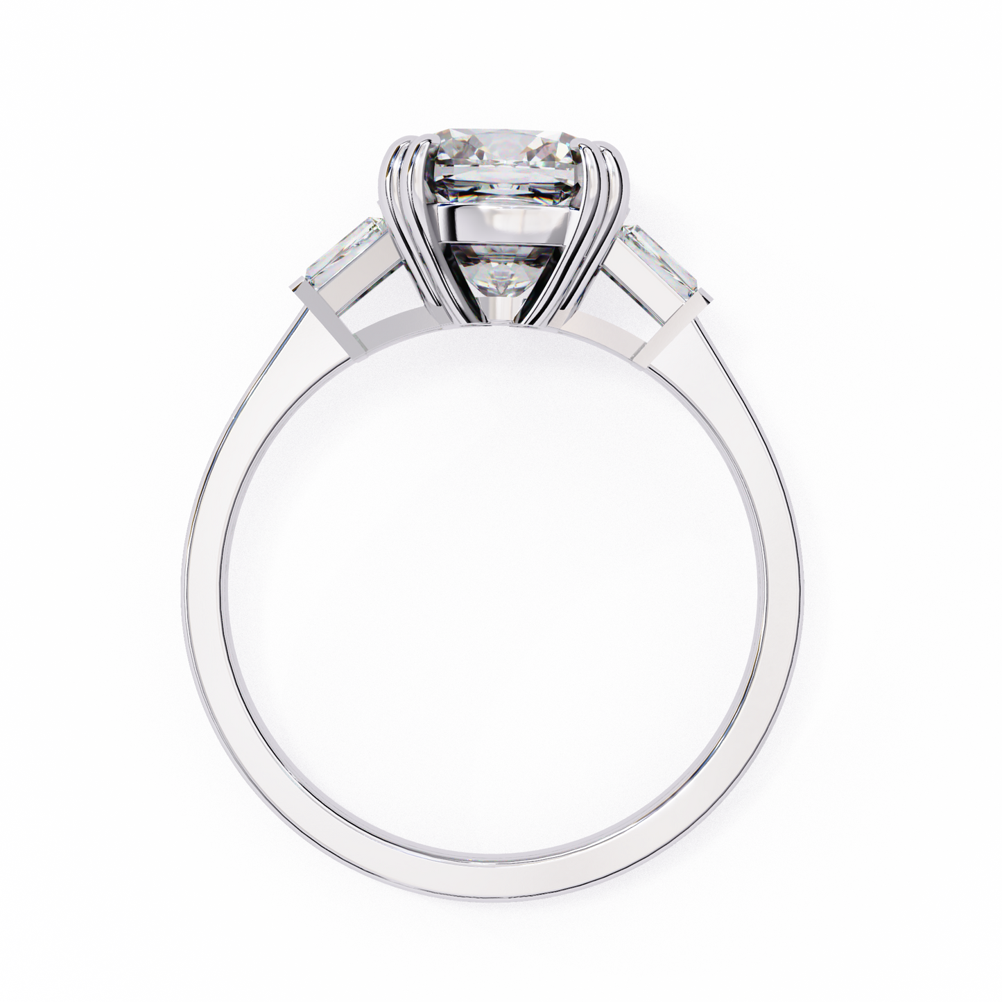 lustre cushion baguette lab grown diamond ring