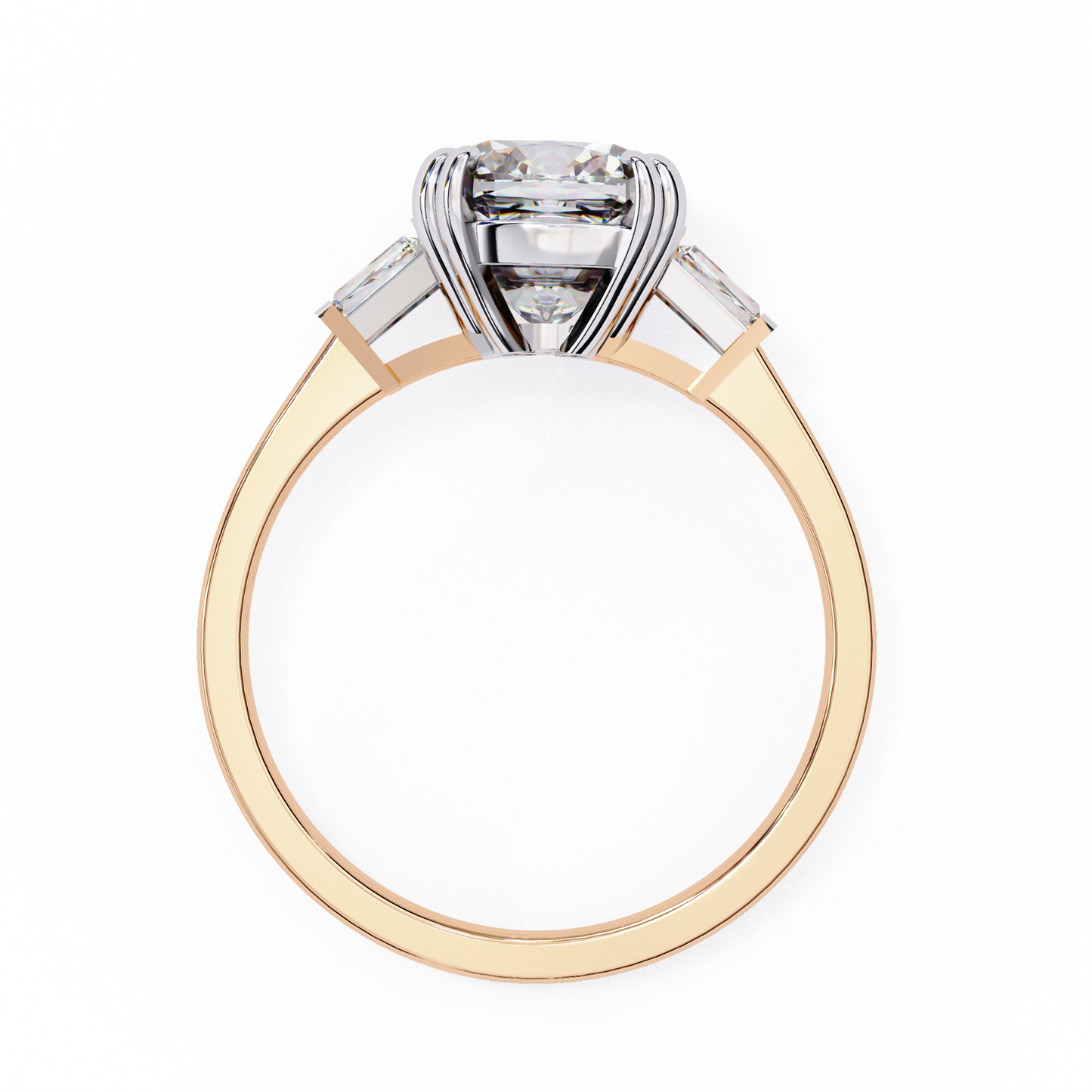 lustre cushion baguette lab grown diamond ring