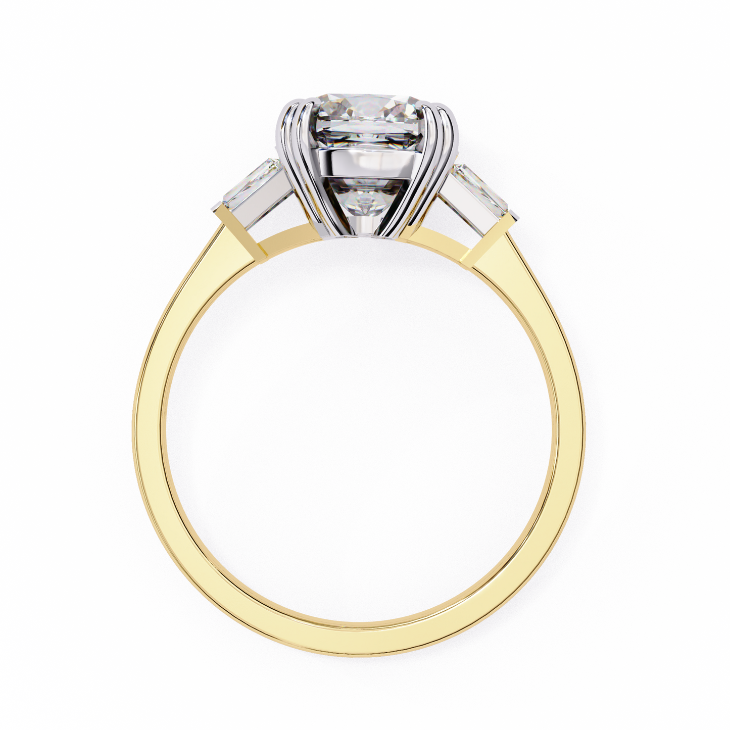 lustre cushion baguette lab grown diamond ring
