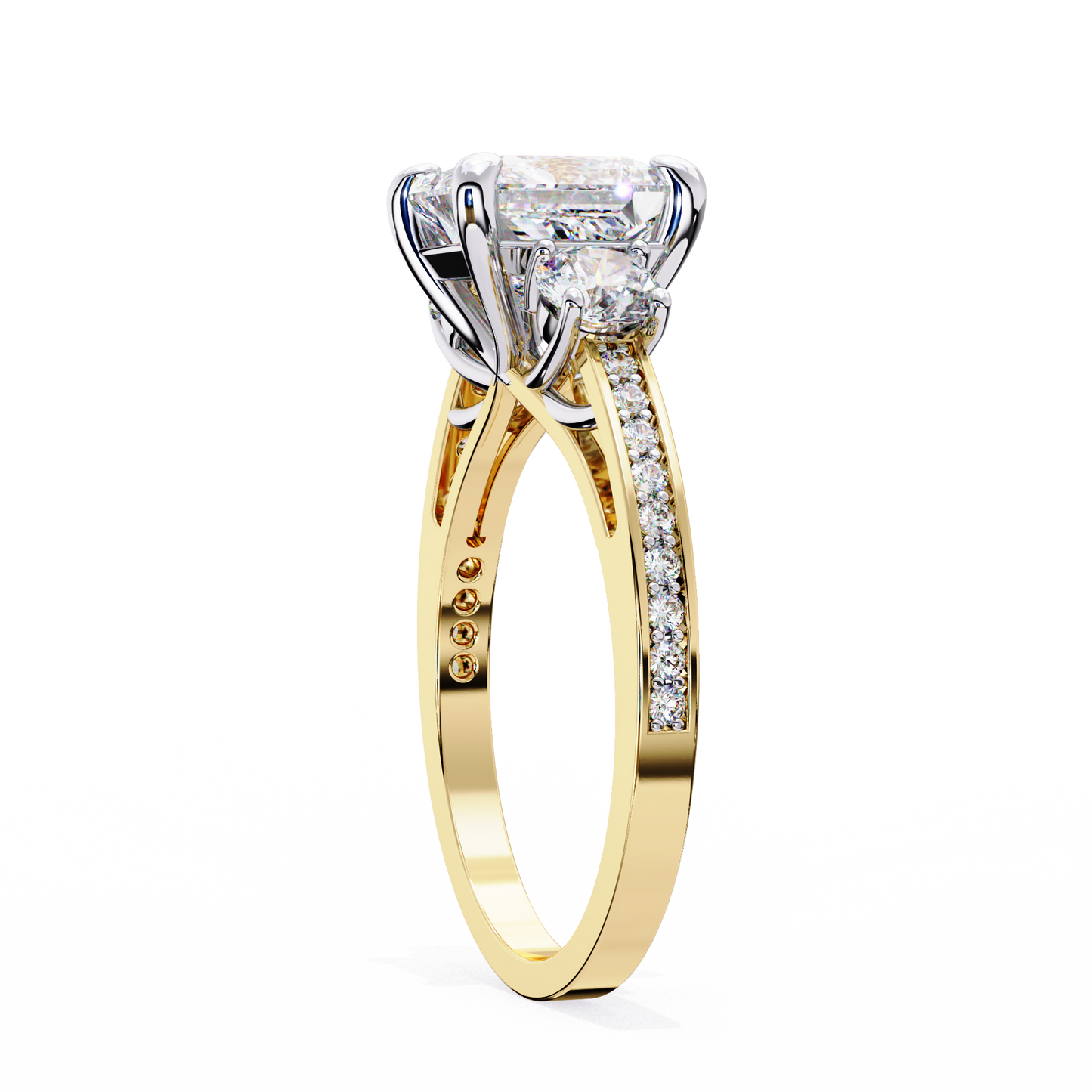 radiant baguette princess lab grown diamond ring