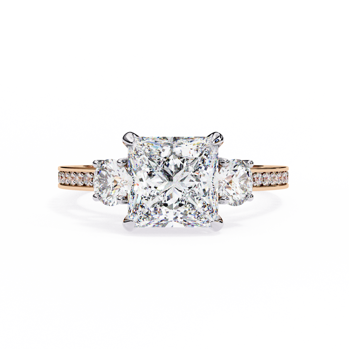 radiant baguette princess lab grown diamond ring