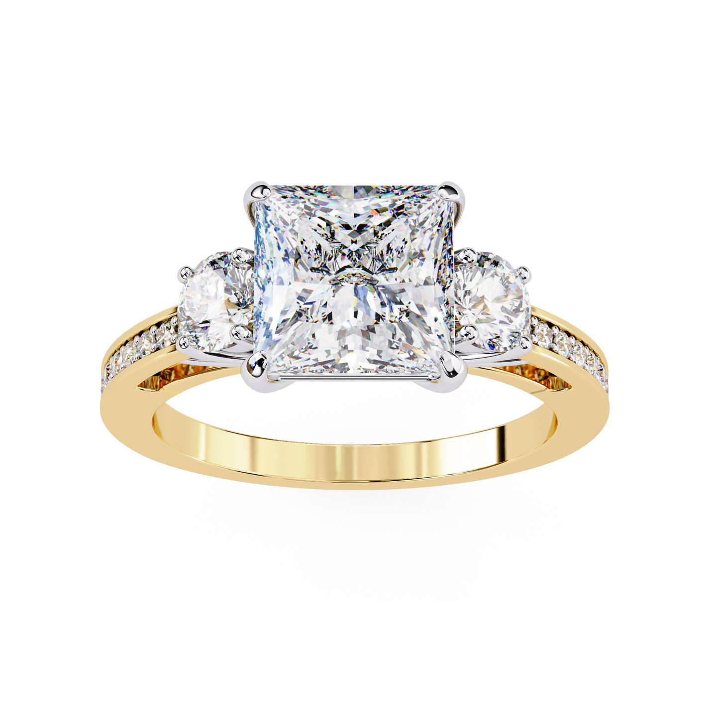 radiant baguette princess lab grown diamond ring