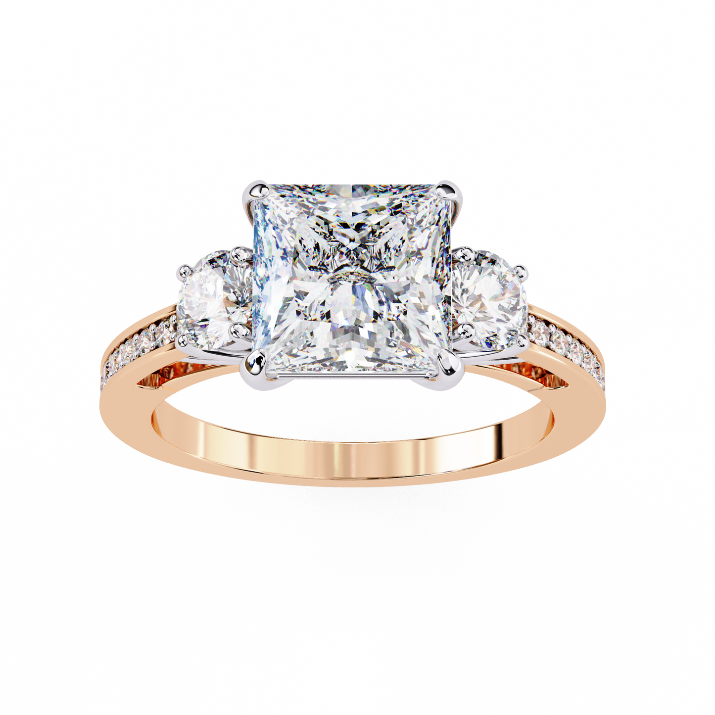 radiant baguette princess lab grown diamond ring