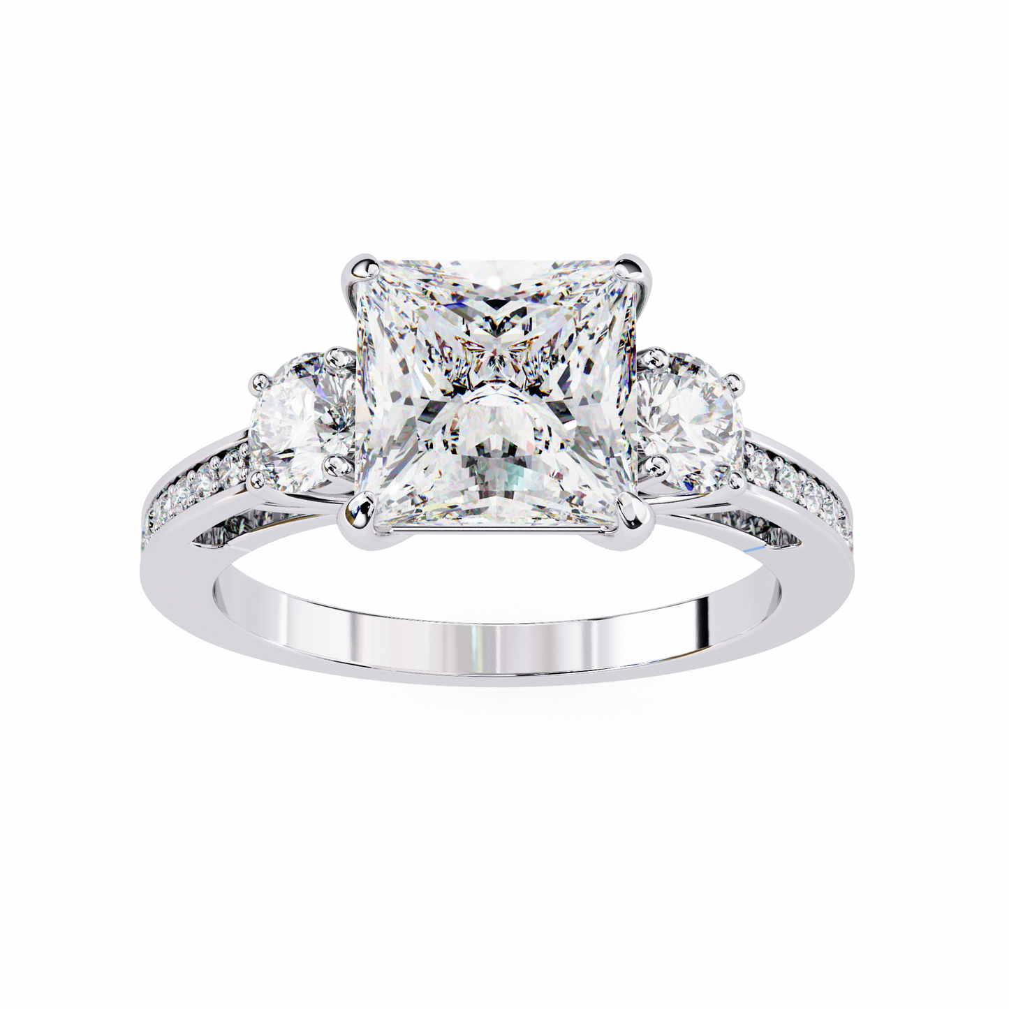 radiant baguette princess lab grown diamond ring