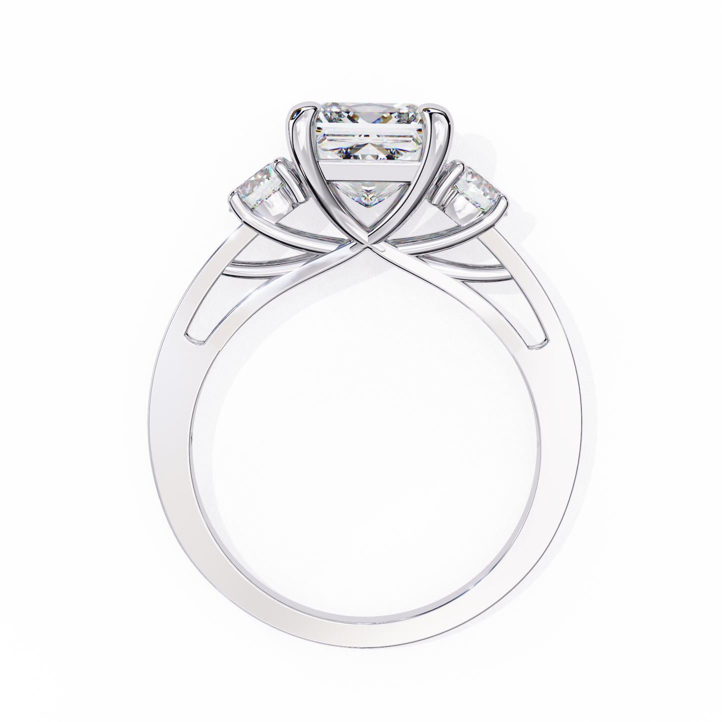 radiant baguette princess lab grown diamond ring
