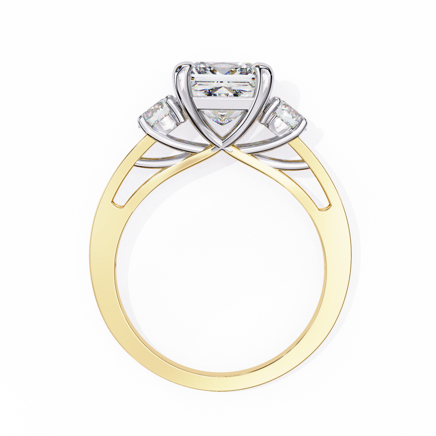 radiant baguette princess lab grown diamond ring