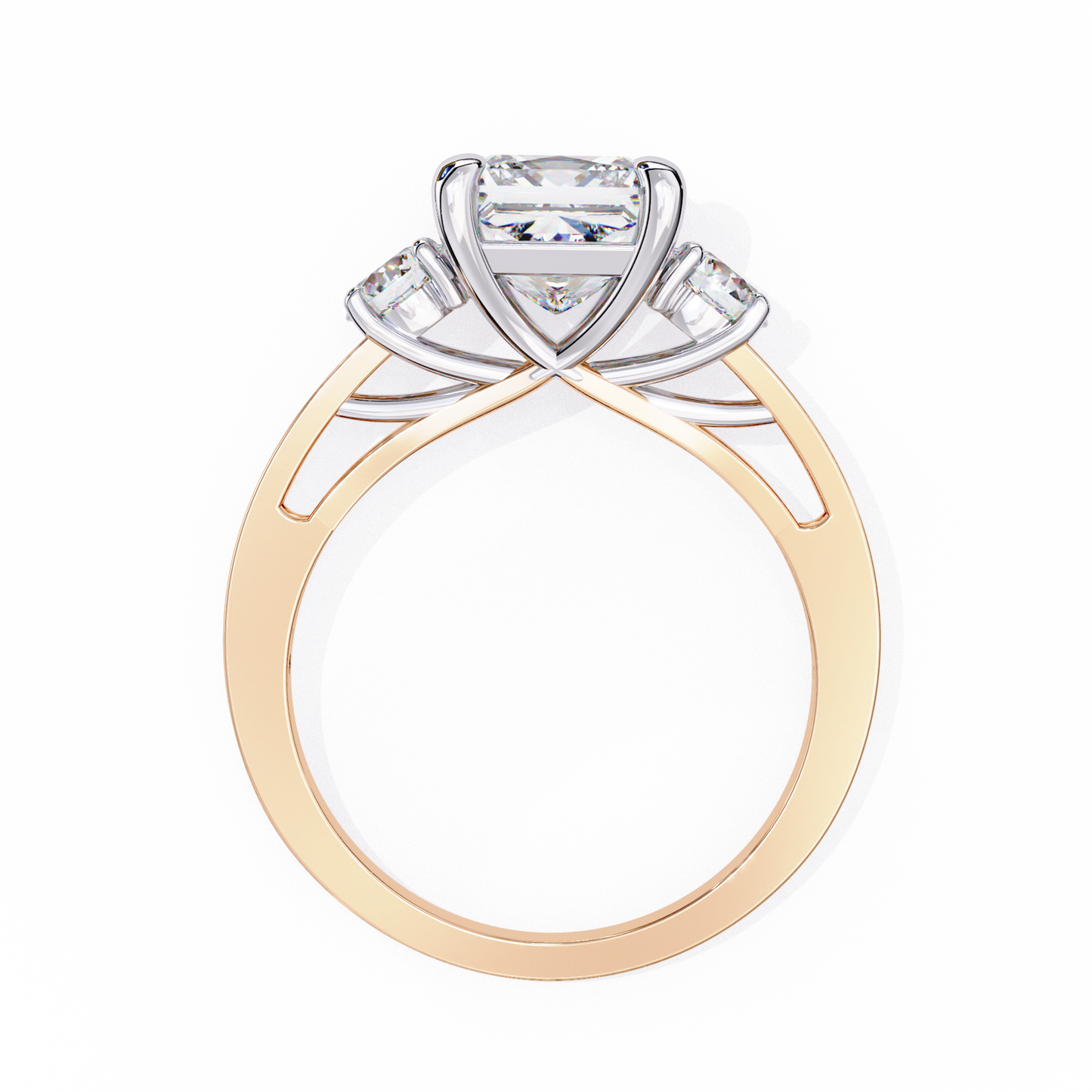 radiant baguette princess lab grown diamond ring