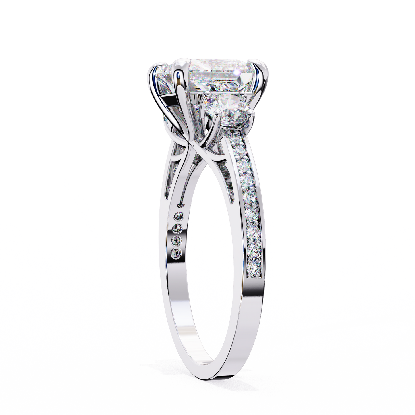 radiant baguette princess lab grown diamond ring