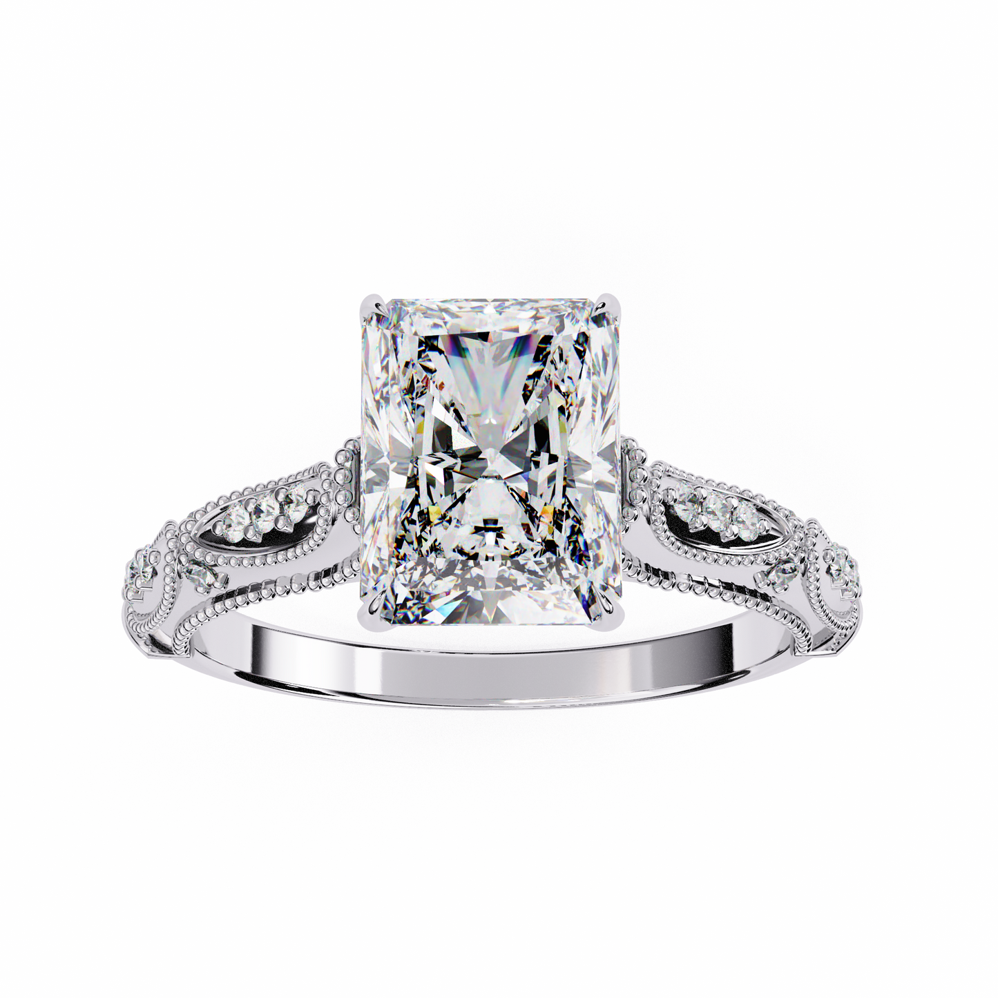 radiant spark lab grown diamond ring