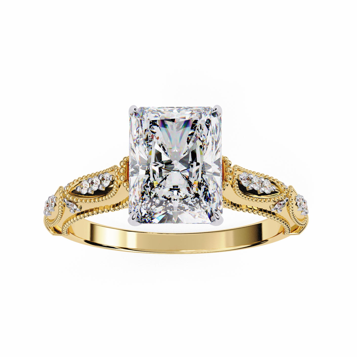 radiant spark lab grown diamond ring