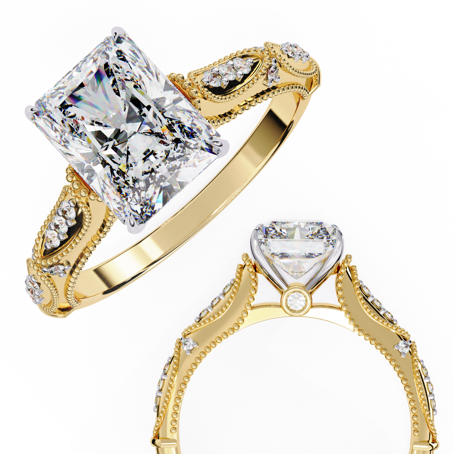radiant spark lab grown diamond ring