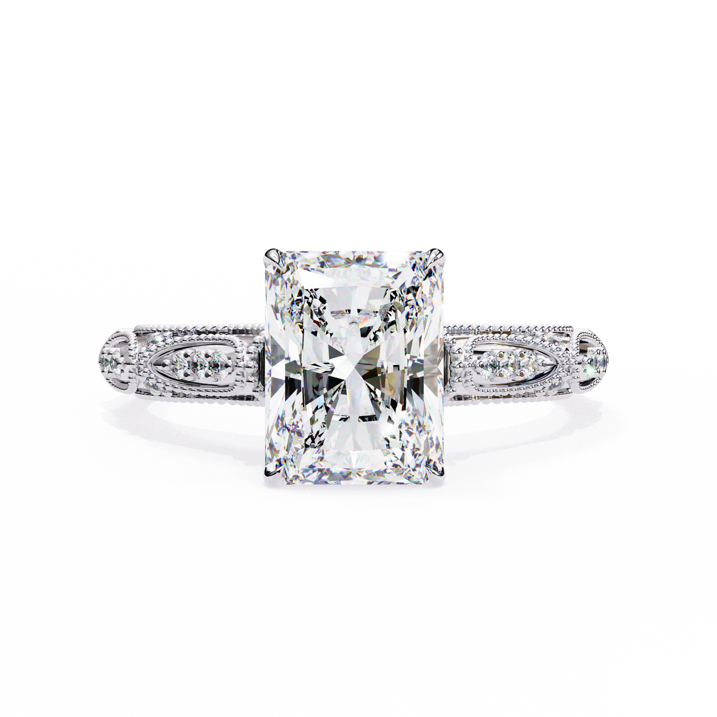 radiant spark lab grown diamond ring