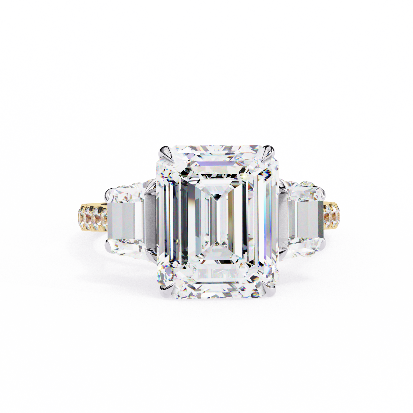 sovereign emerald three-stone lab grown diamond ring