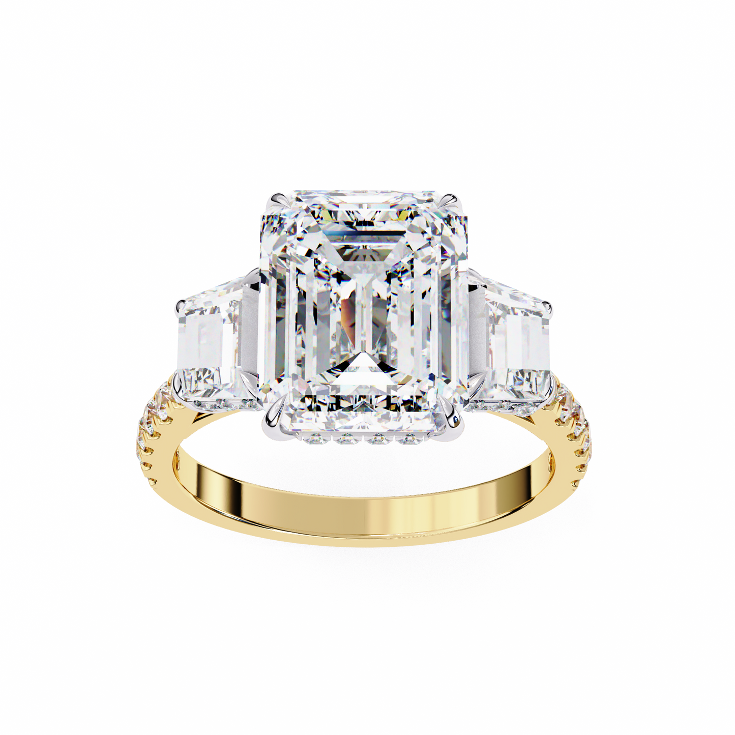 sovereign emerald three-stone lab grown diamond ring