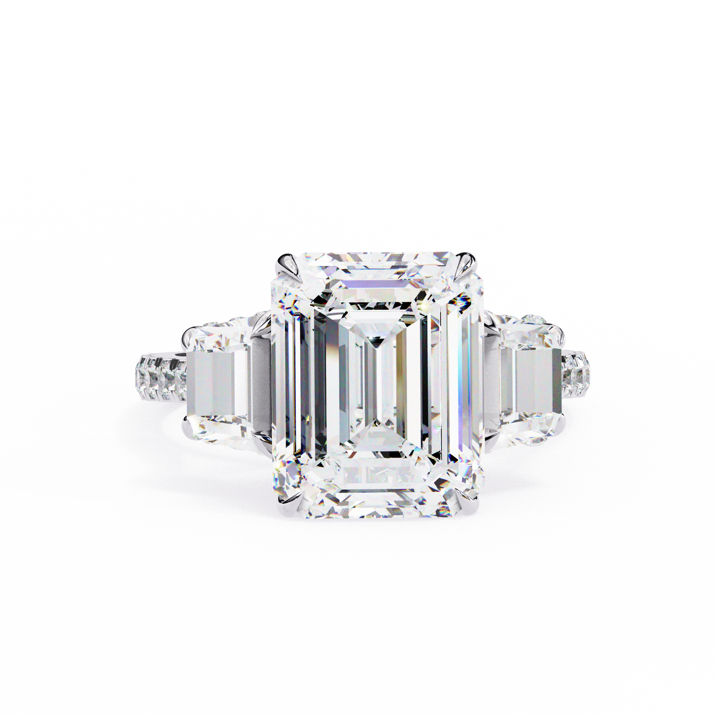 sovereign emerald three-stone lab grown diamond ring