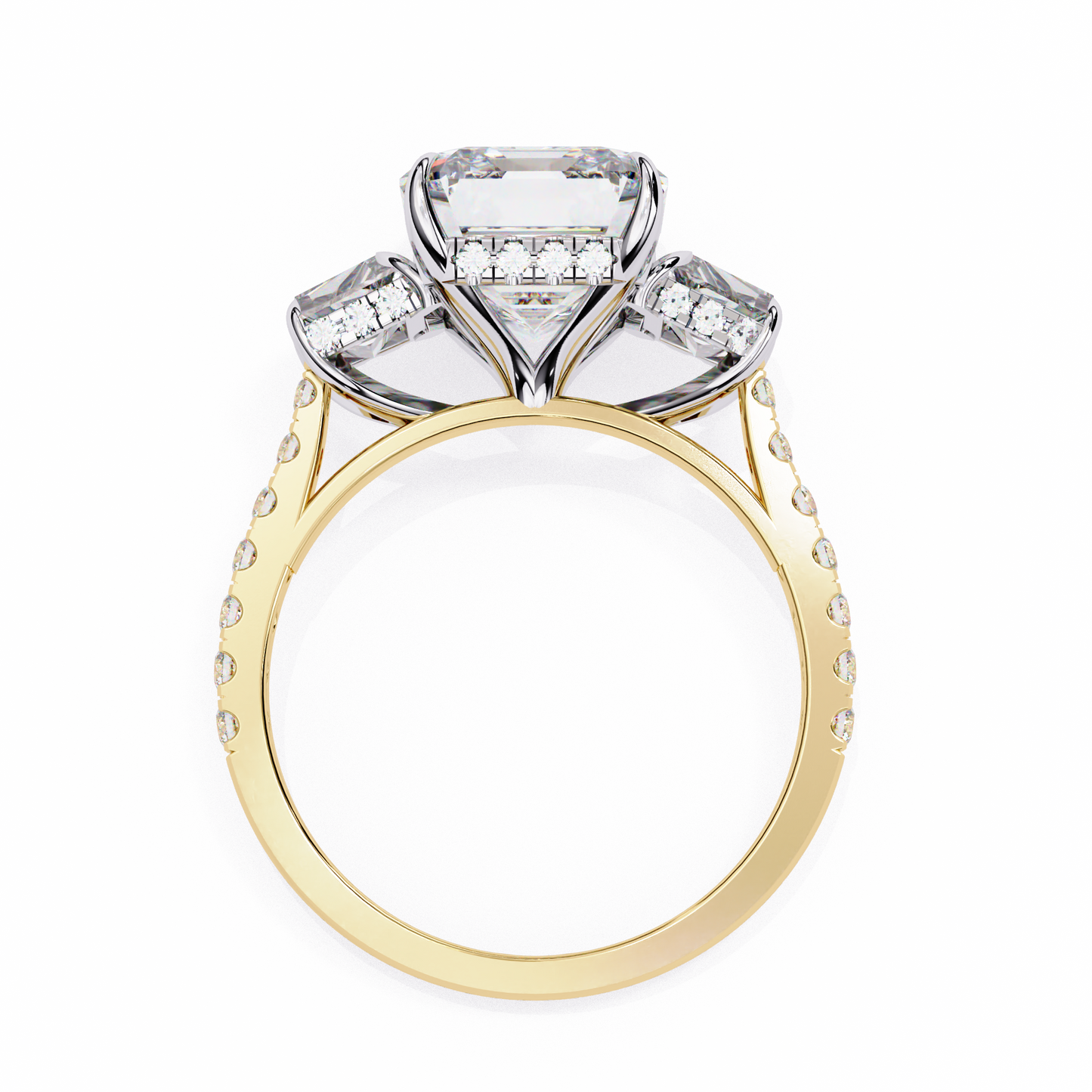 sovereign emerald three-stone lab grown diamond ring