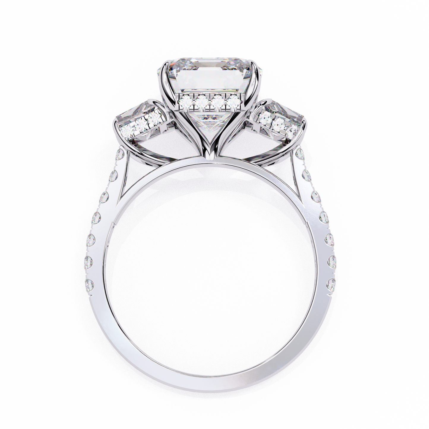 sovereign emerald three-stone lab grown diamond ring