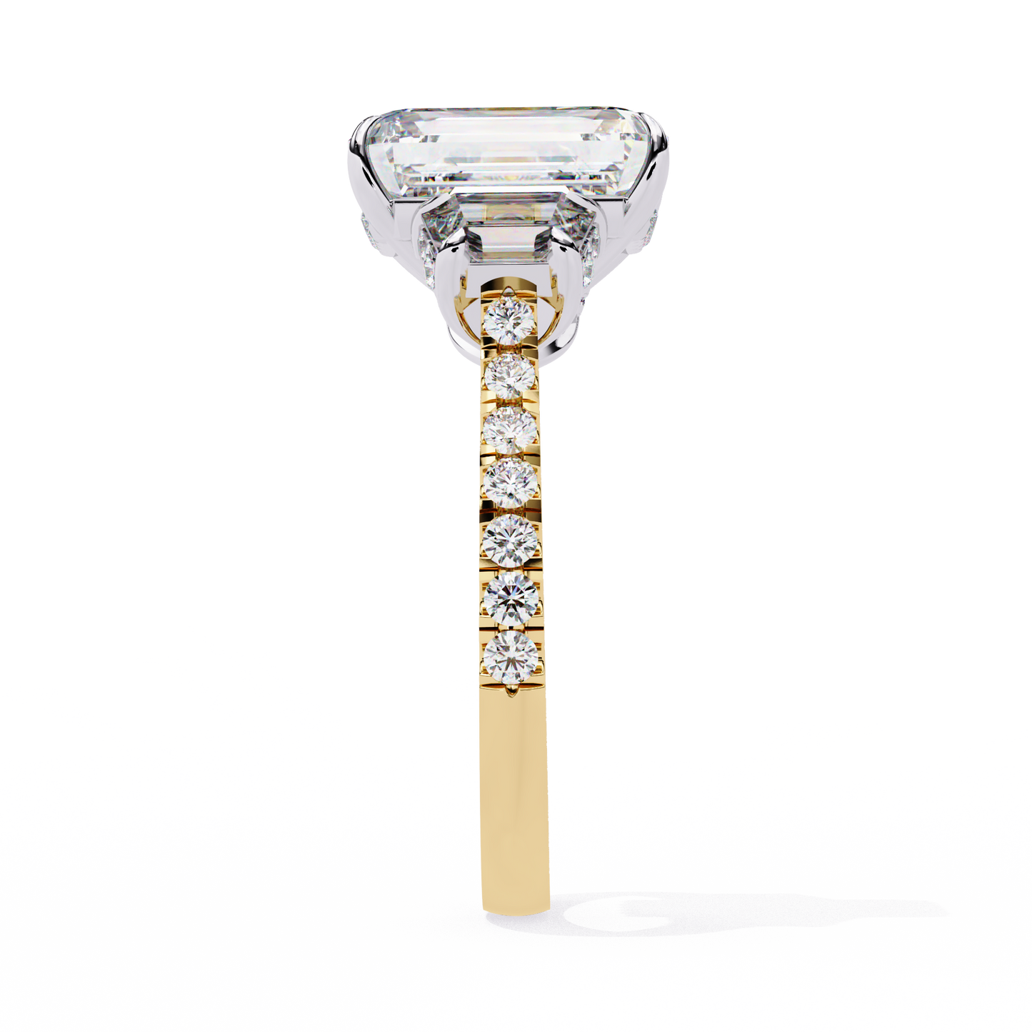 sovereign emerald three-stone lab grown diamond ring