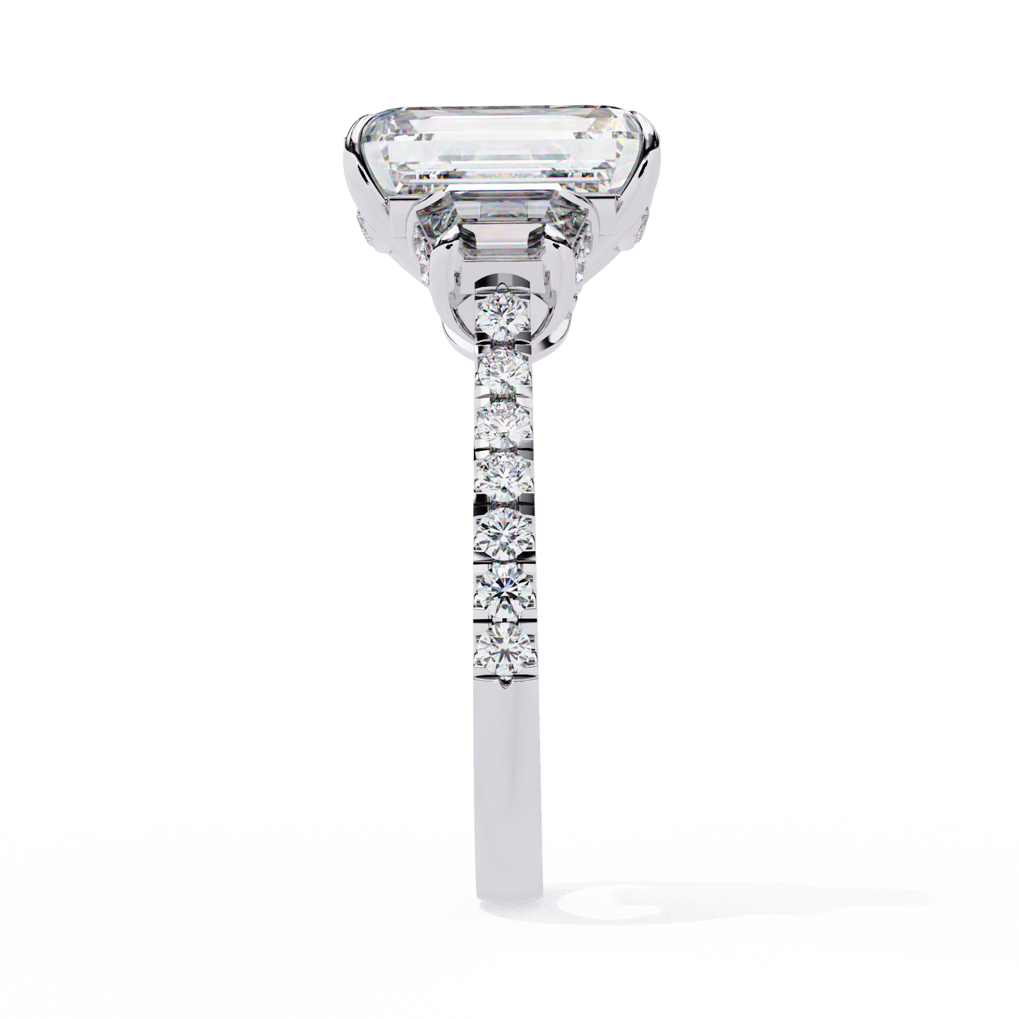 sovereign emerald three-stone lab grown diamond ring