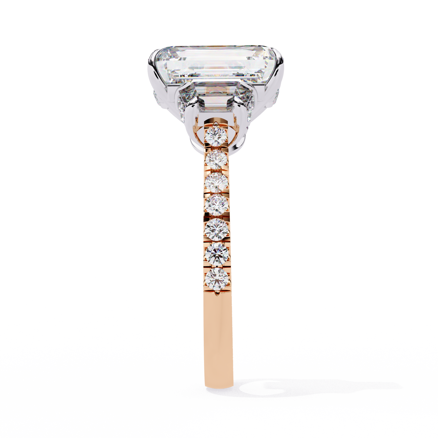 sovereign emerald three-stone lab grown diamond ring