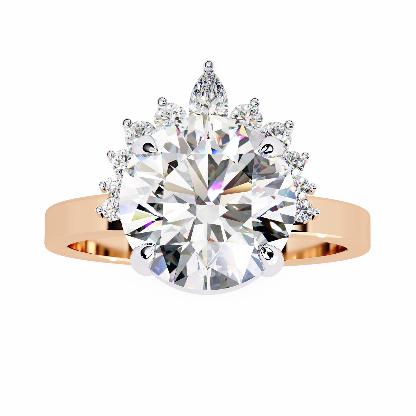 aurora crown lab grown diamond ring