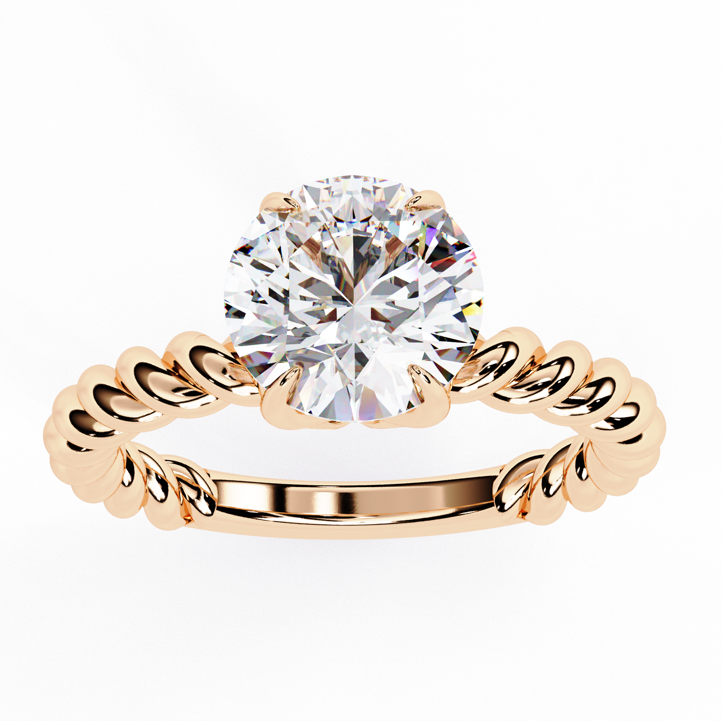 twist solitaire lab grown diamond ring