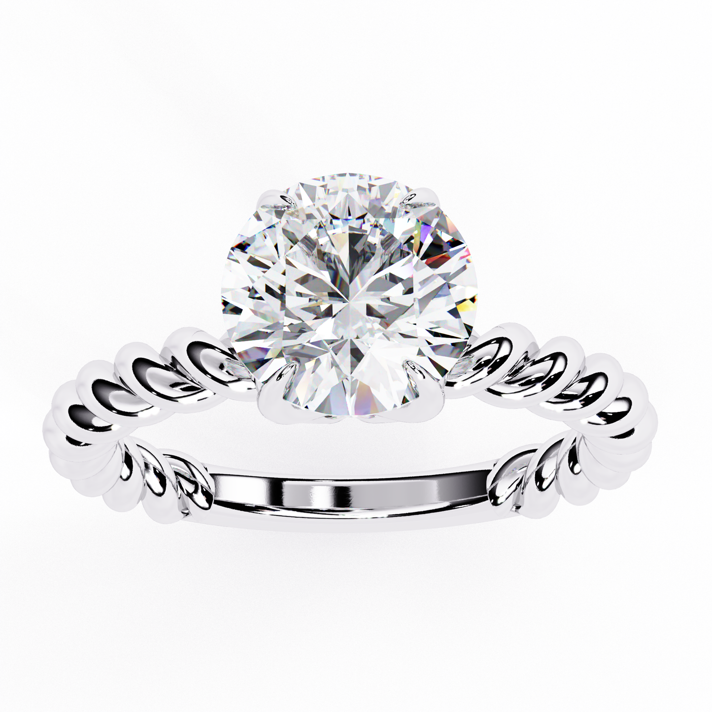 twist solitaire lab grown diamond ring