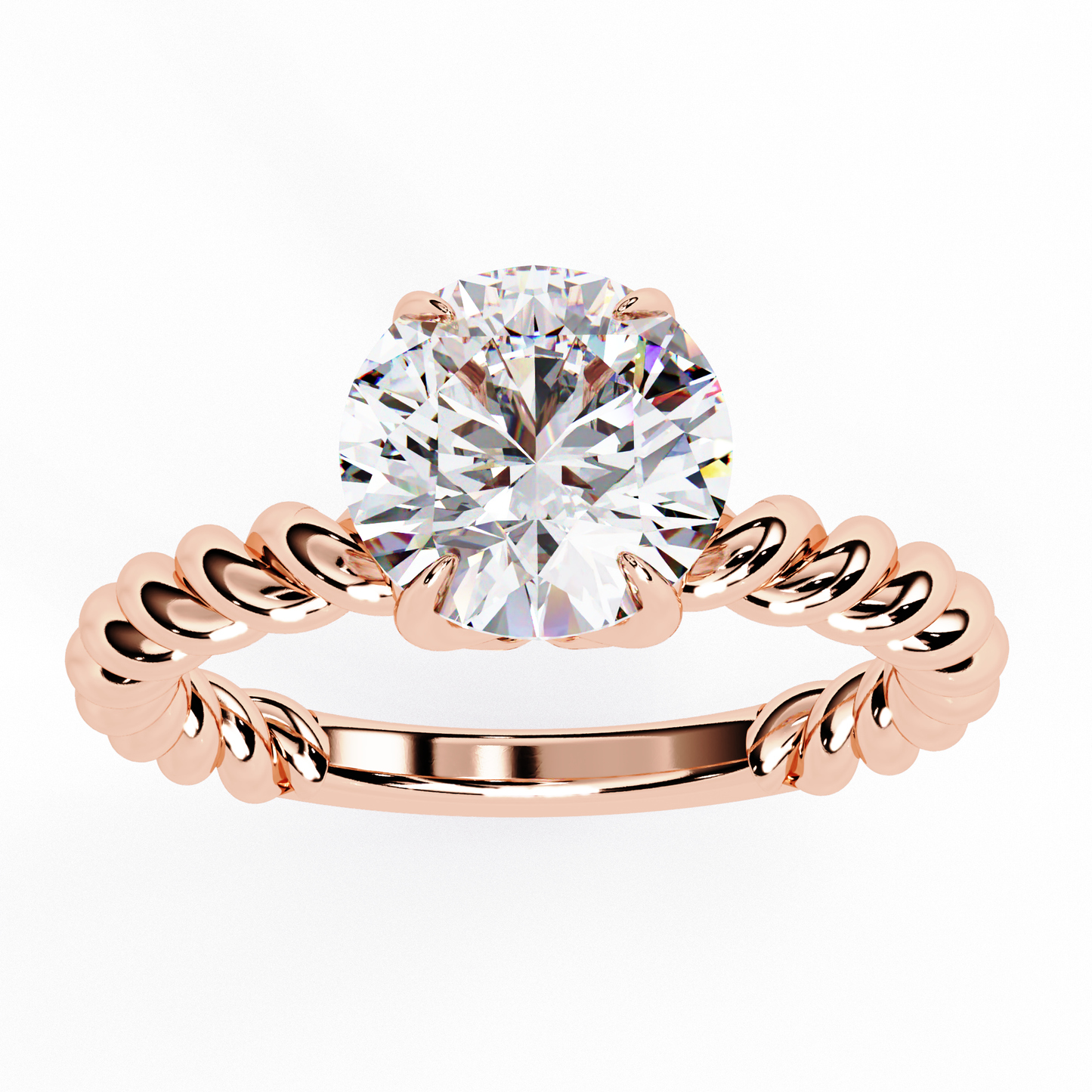 twist solitaire lab grown diamond ring