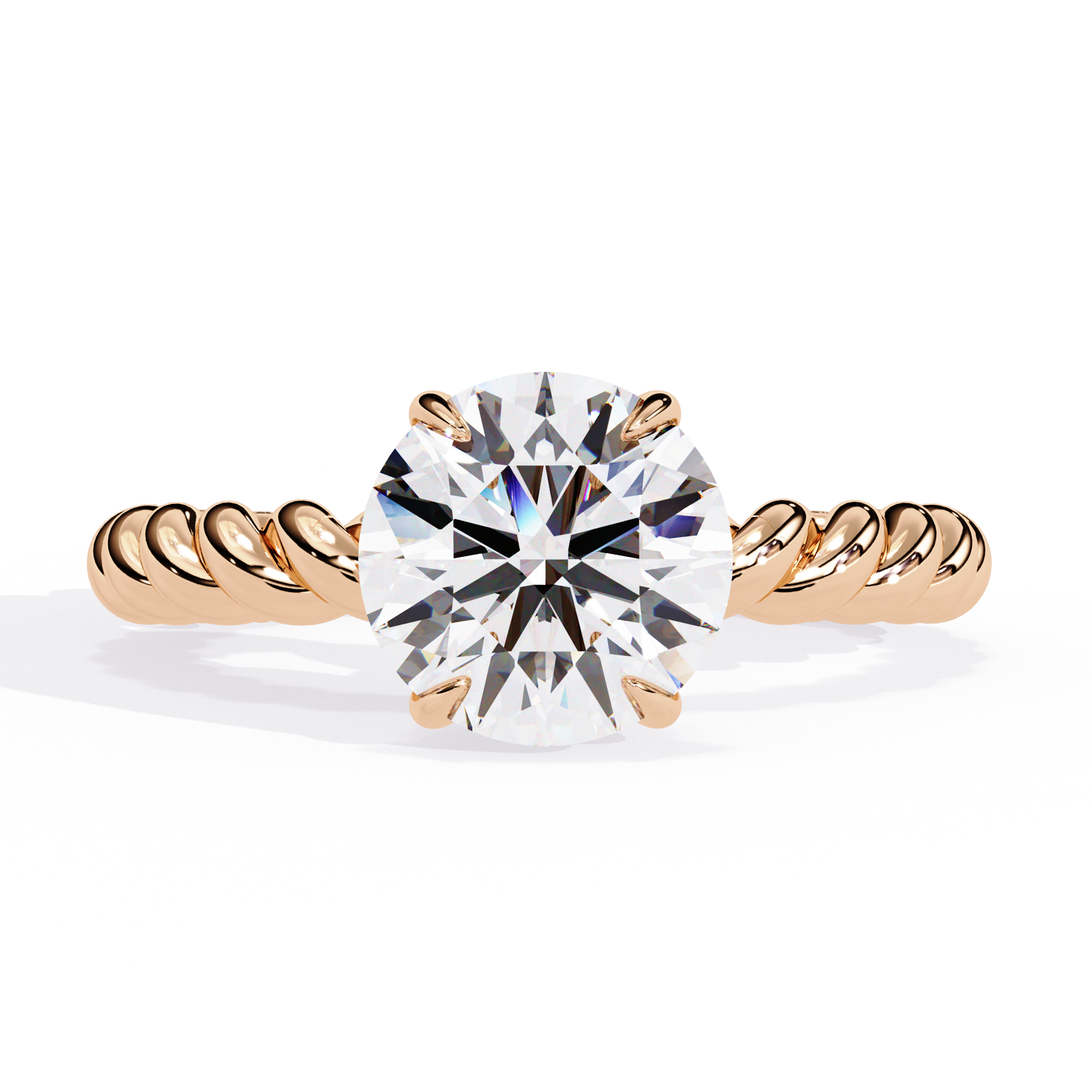twist solitaire lab grown diamond ring