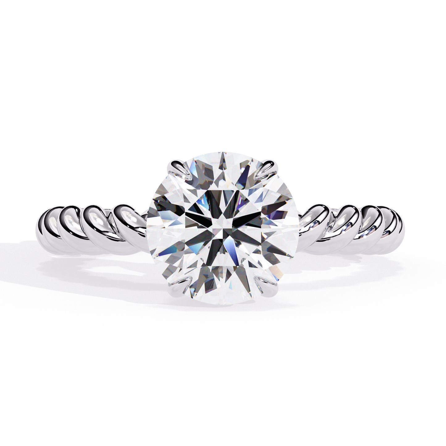 twist solitaire lab grown diamond ring