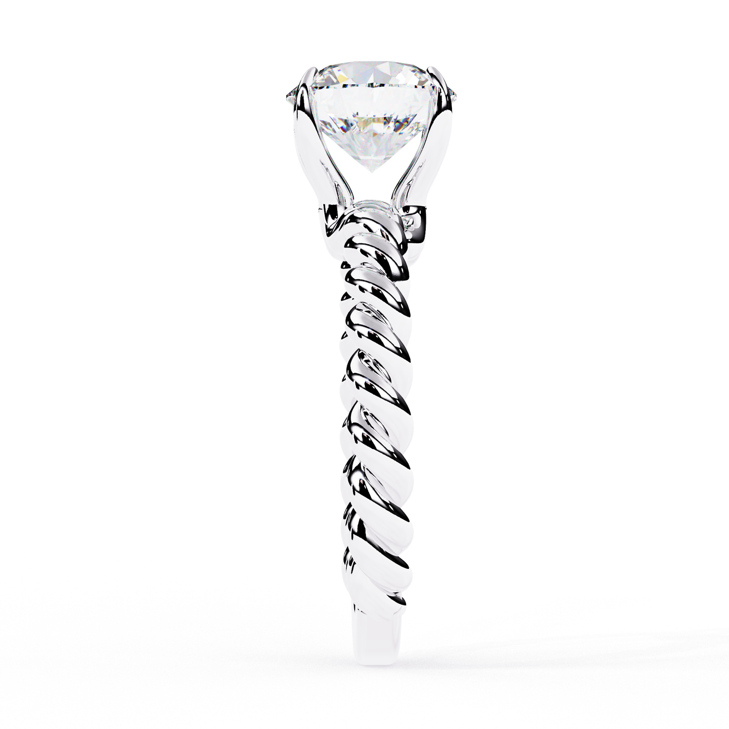 twist solitaire lab grown diamond ring