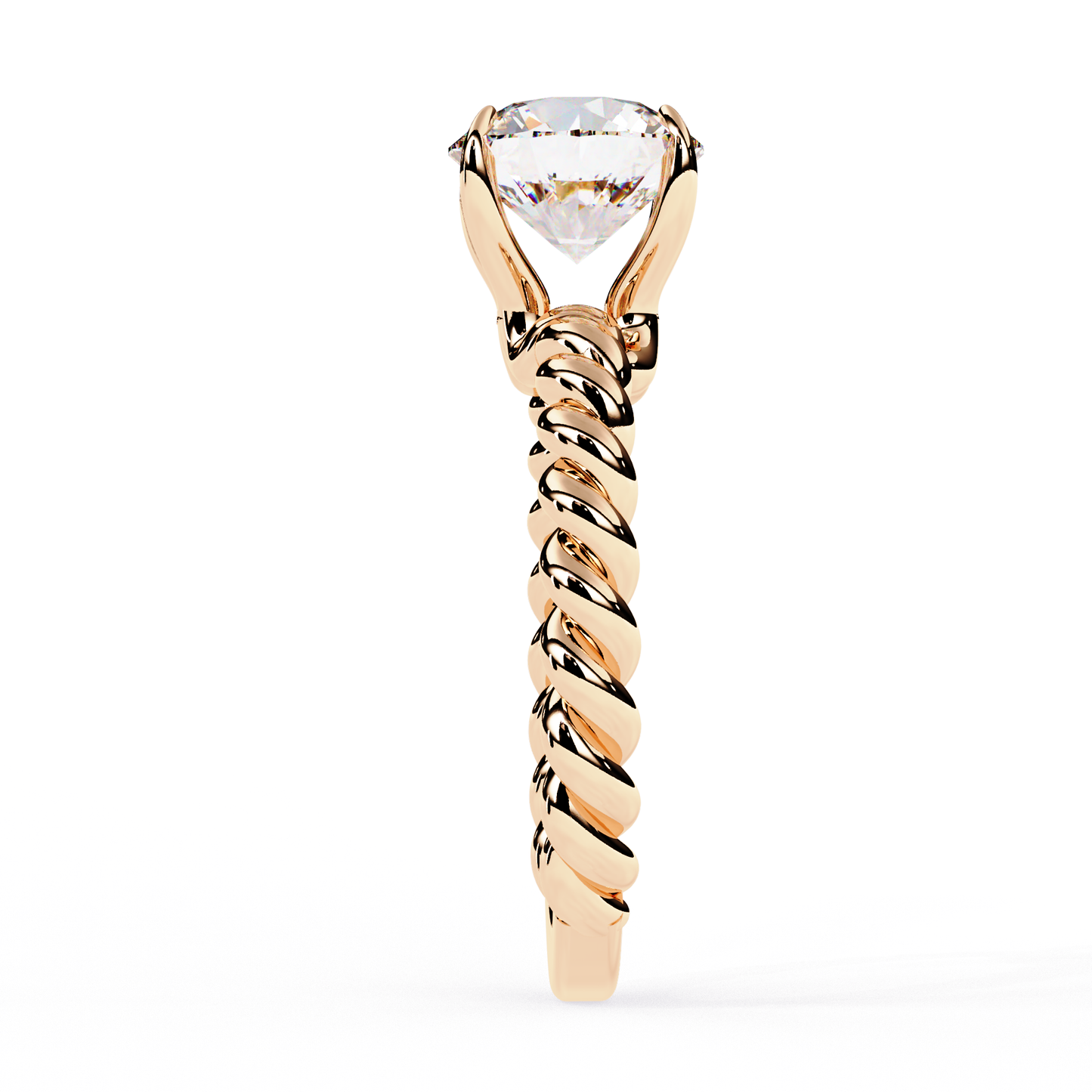 twist solitaire lab grown diamond ring
